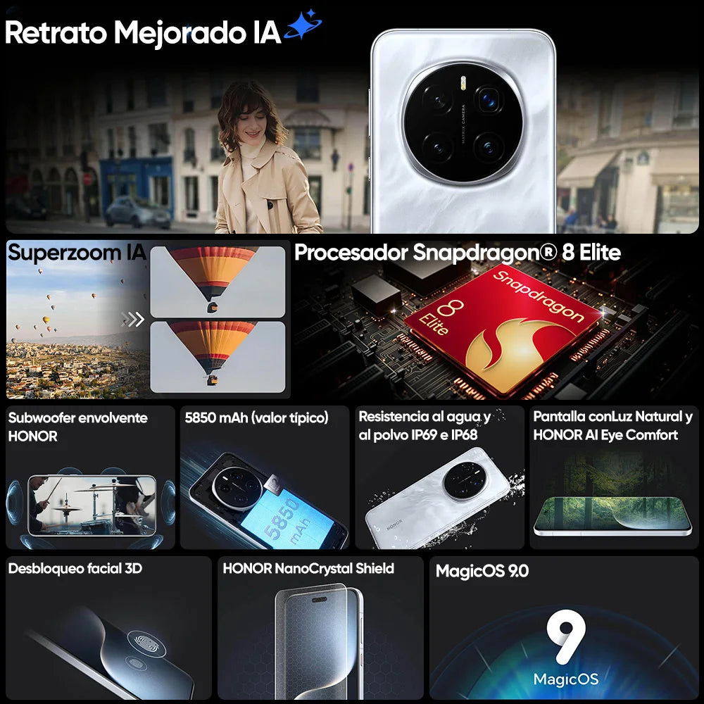 Smartphone HONOR Magic7 Pro 5G con IA, Snapdragon