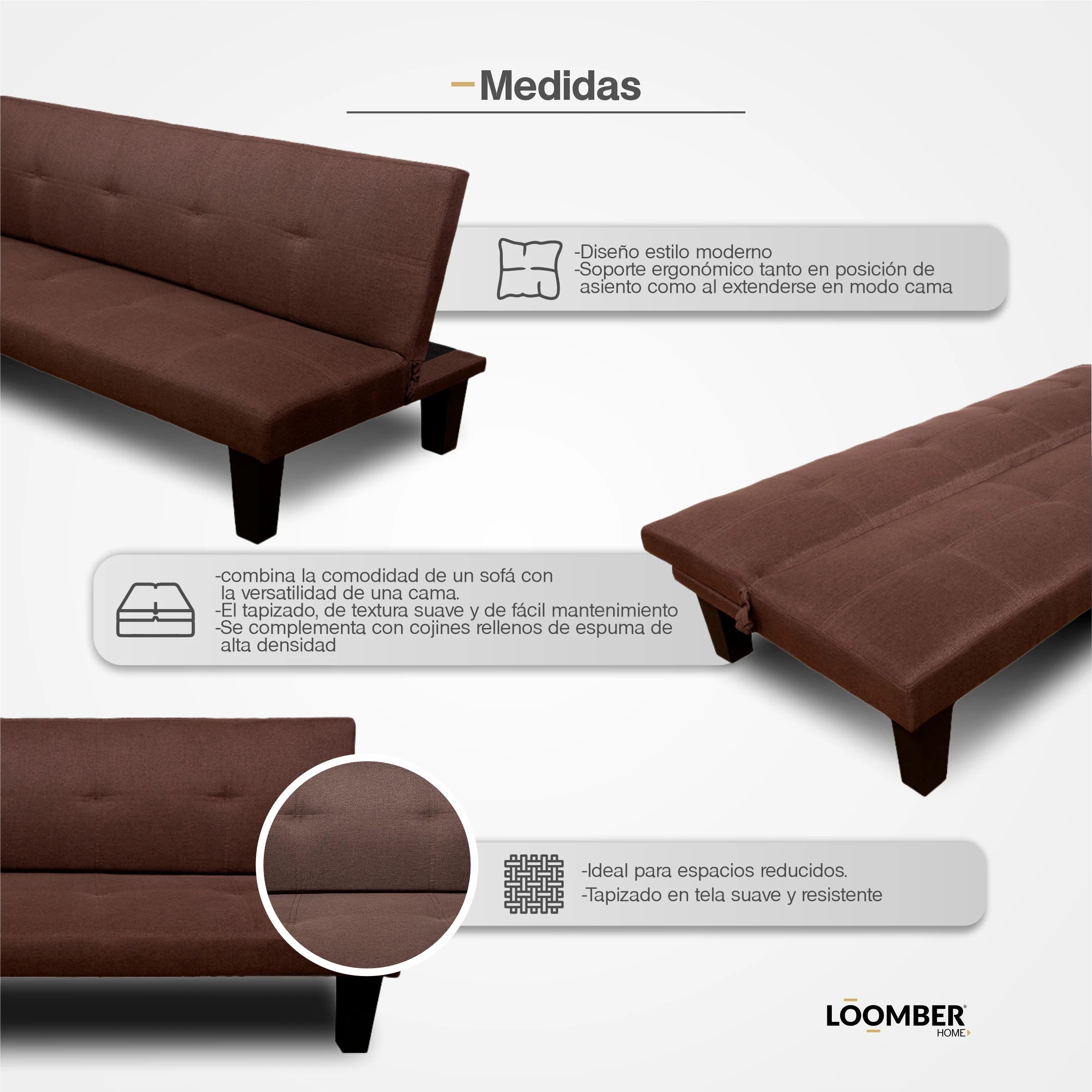 Sofá Cama Lucía Color Chocolate