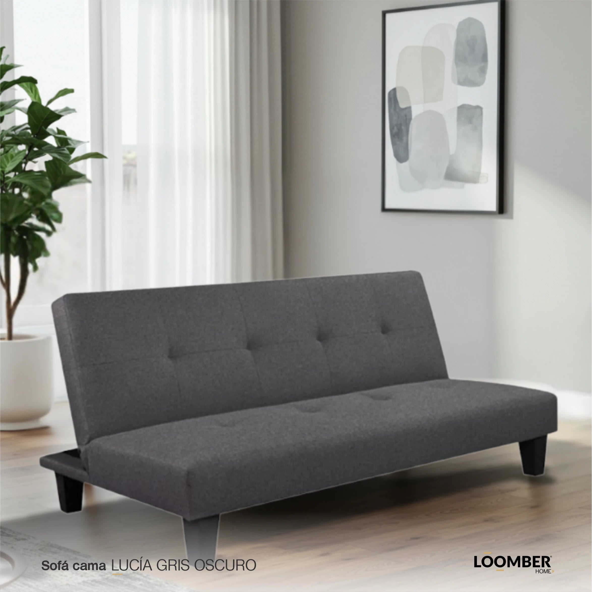Sofá Cama Lucía Color Gris Oscuro