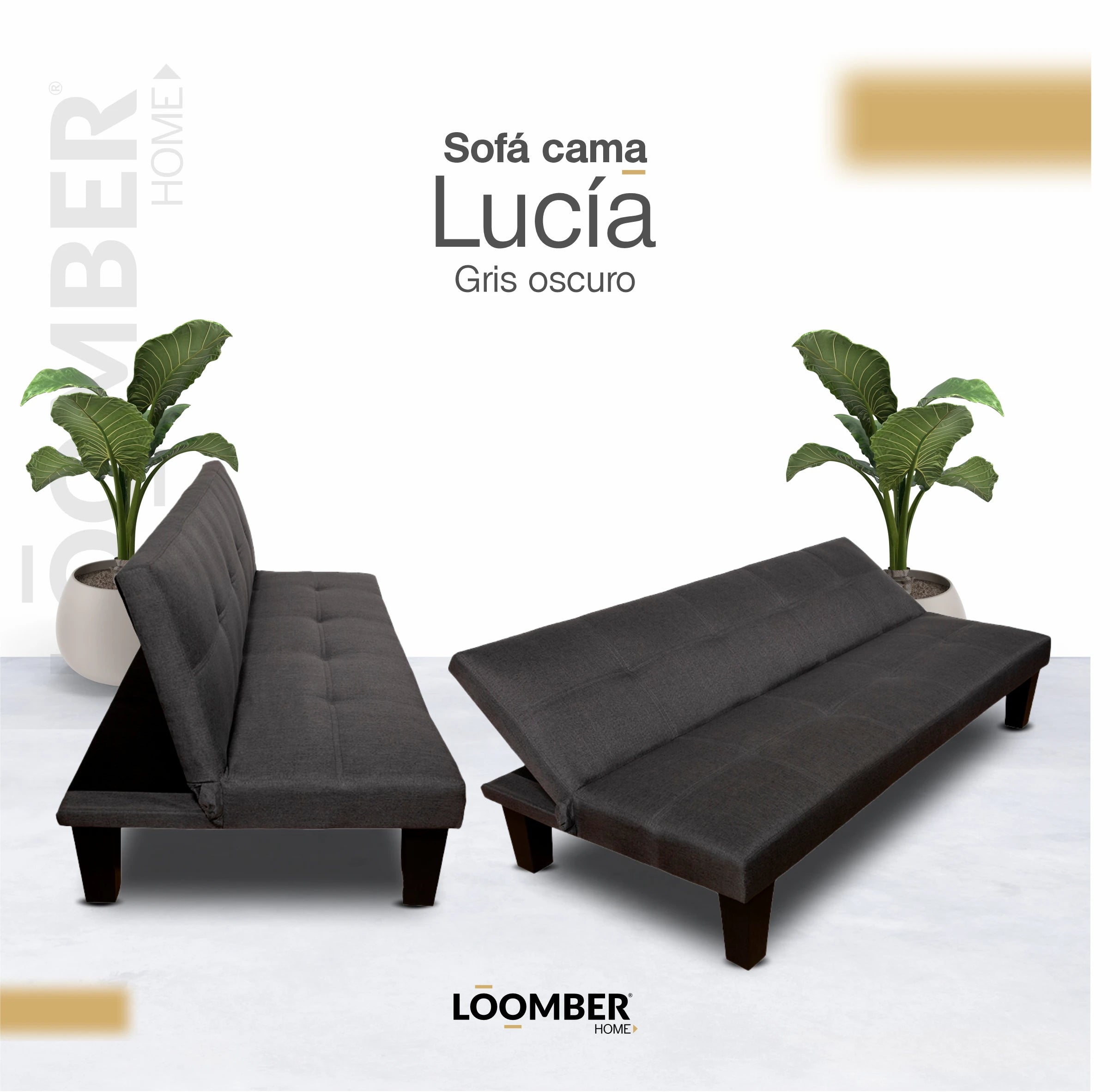 Sofá Cama Lucía Color Gris Oscuro
