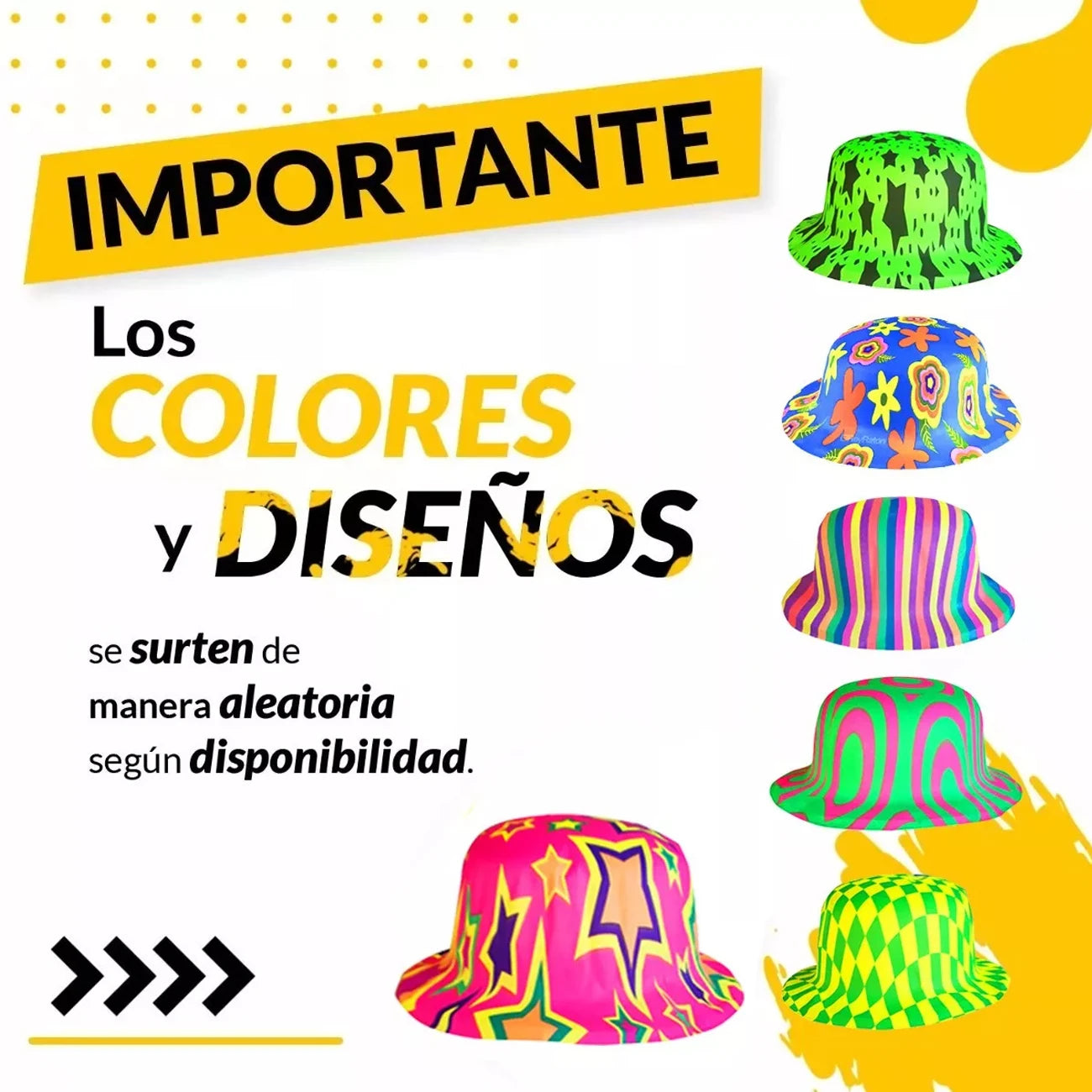 Sombreros Bombin Neon Fiesta Fluorescente