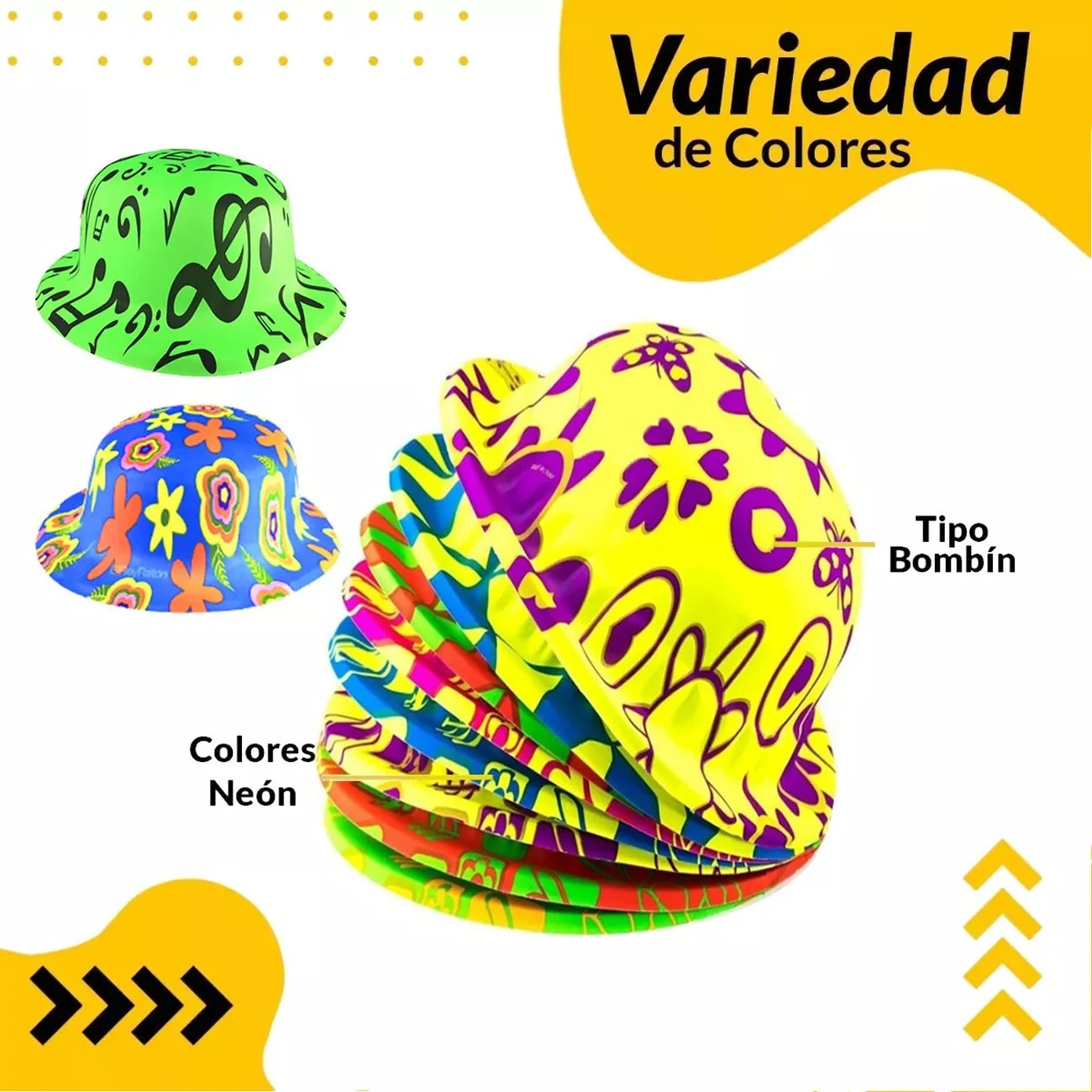 Sombreros Bombin Neon Fiesta Fluorescente