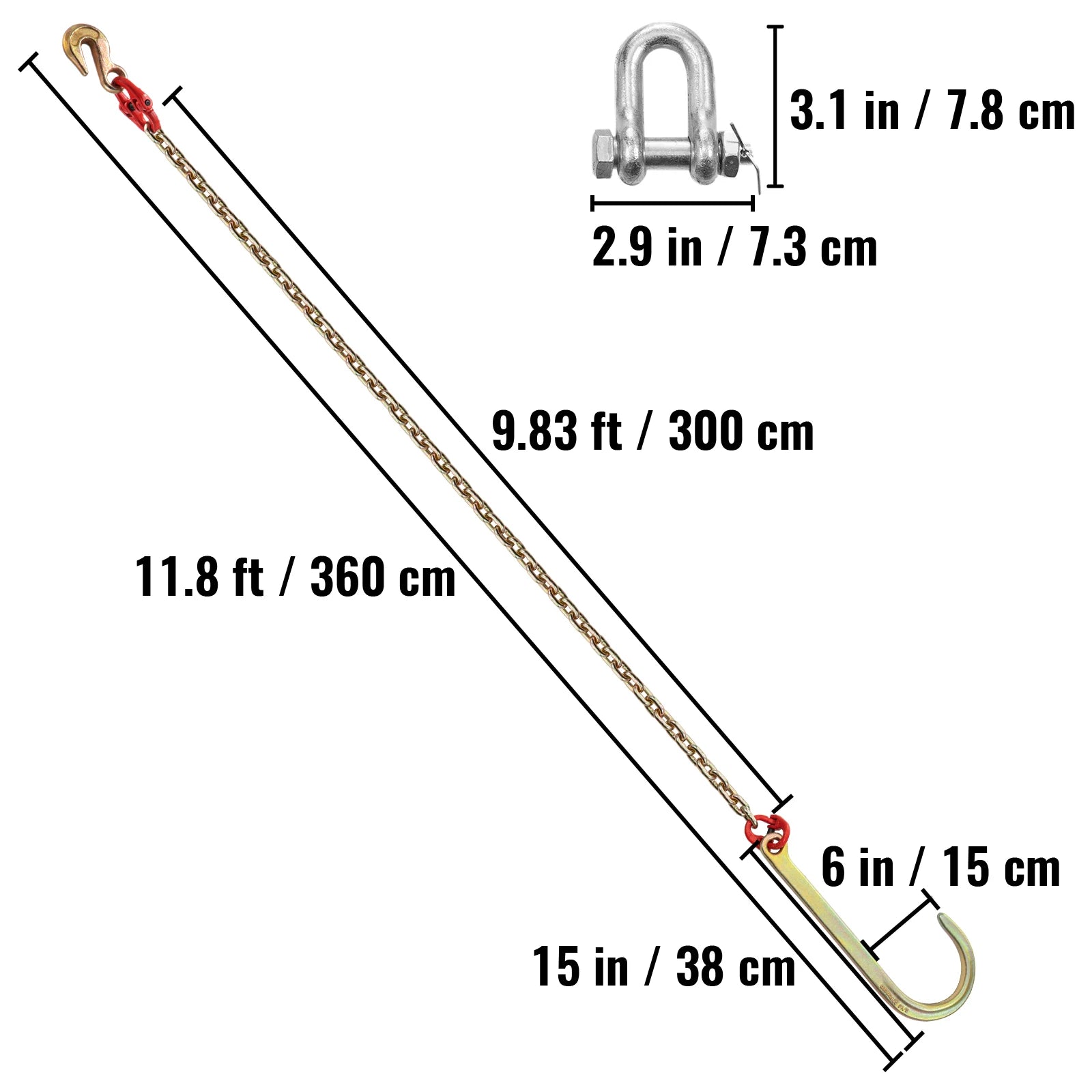 Cadenas de gancho en J Brida de cadena de remolque ajustable
