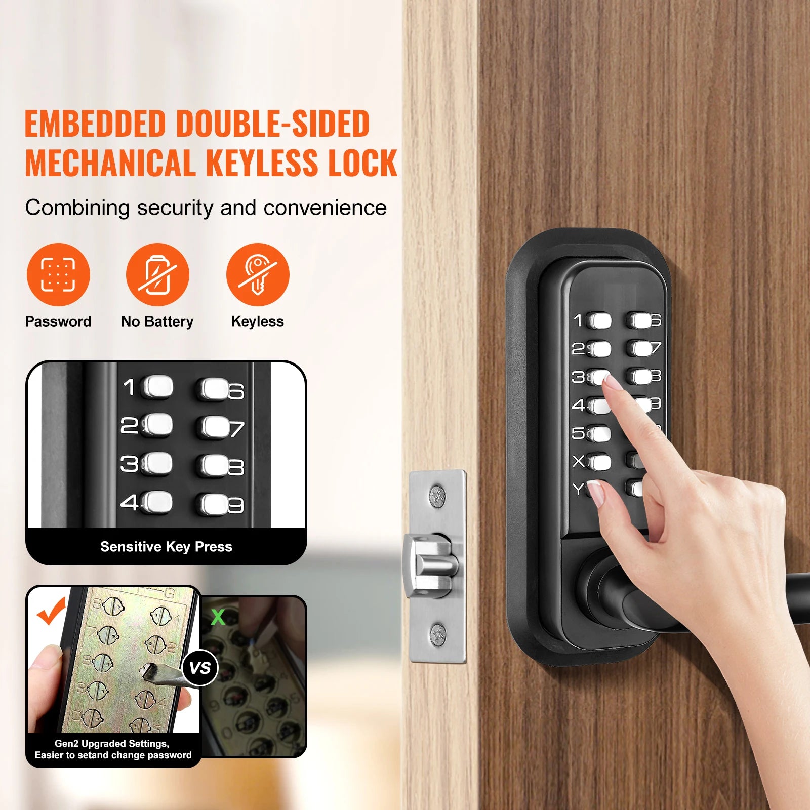 Cerradura mecánica para puerta de entrada sin llave