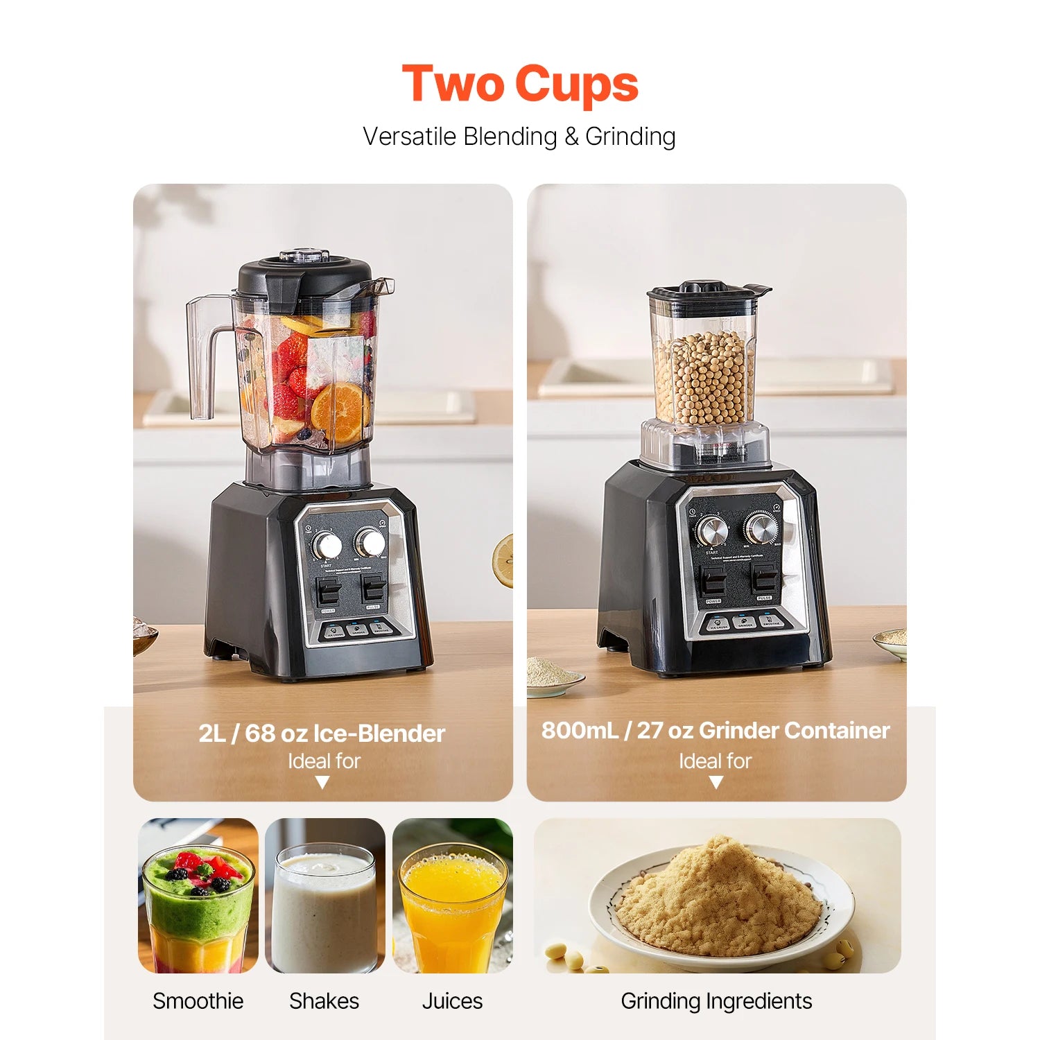Licuadora para batidos Licuadora de 68 oz y 1400 W