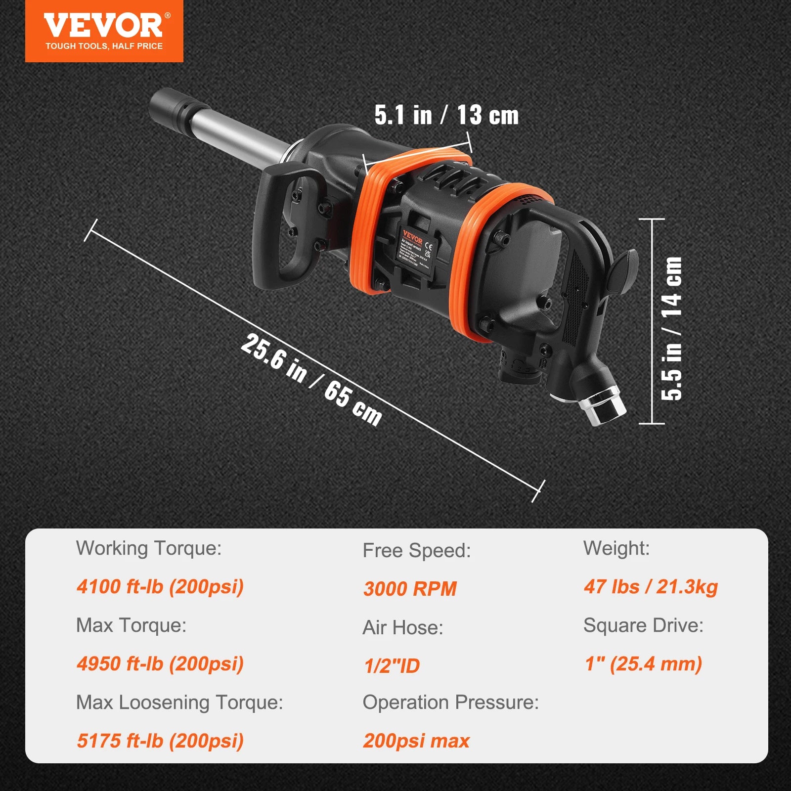 Llave de impacto neumática de hasta 5175 pies-lbs Beast