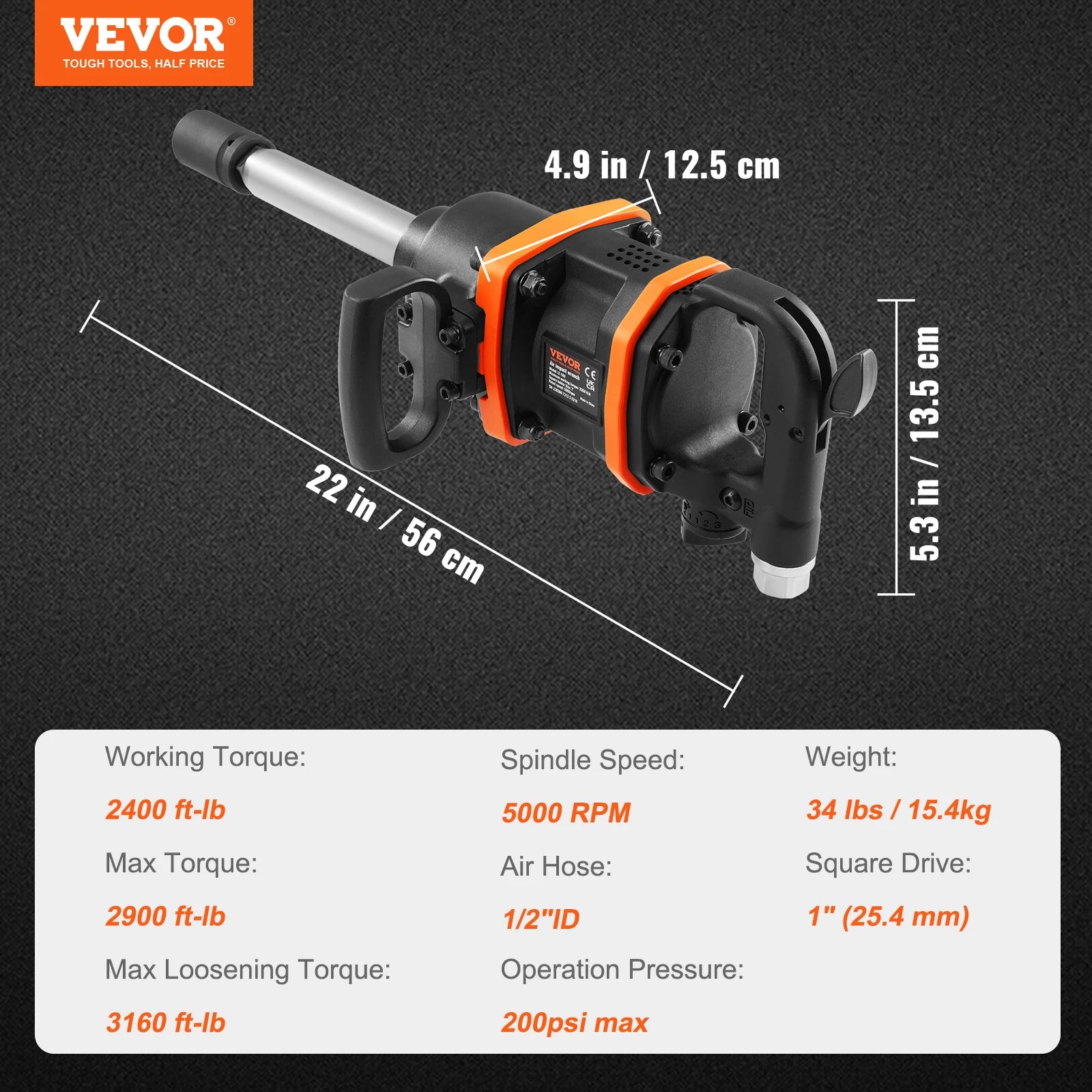 Llave de impacto neumática de hasta 5175 pies-lbs Beast