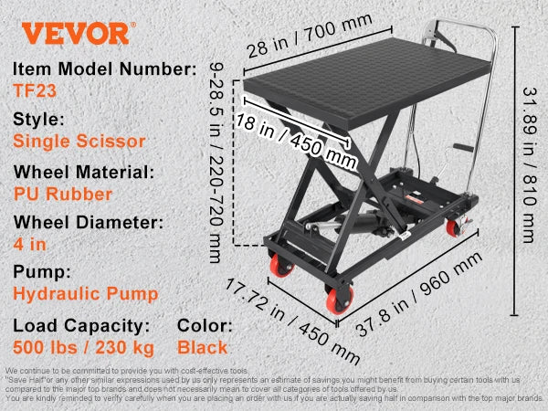 Mesa elevadora hidráulica