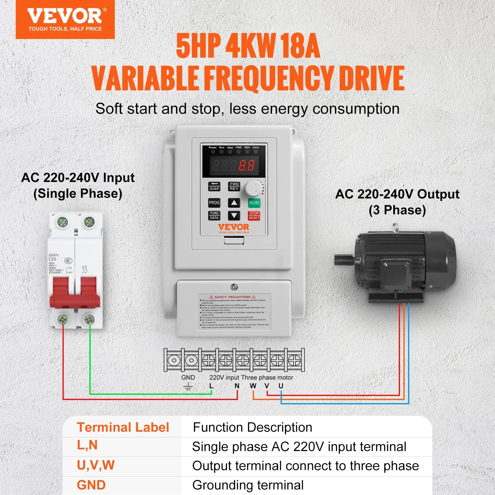 unidad de frecuencia Variable para Control de velocidad del Motor de CA