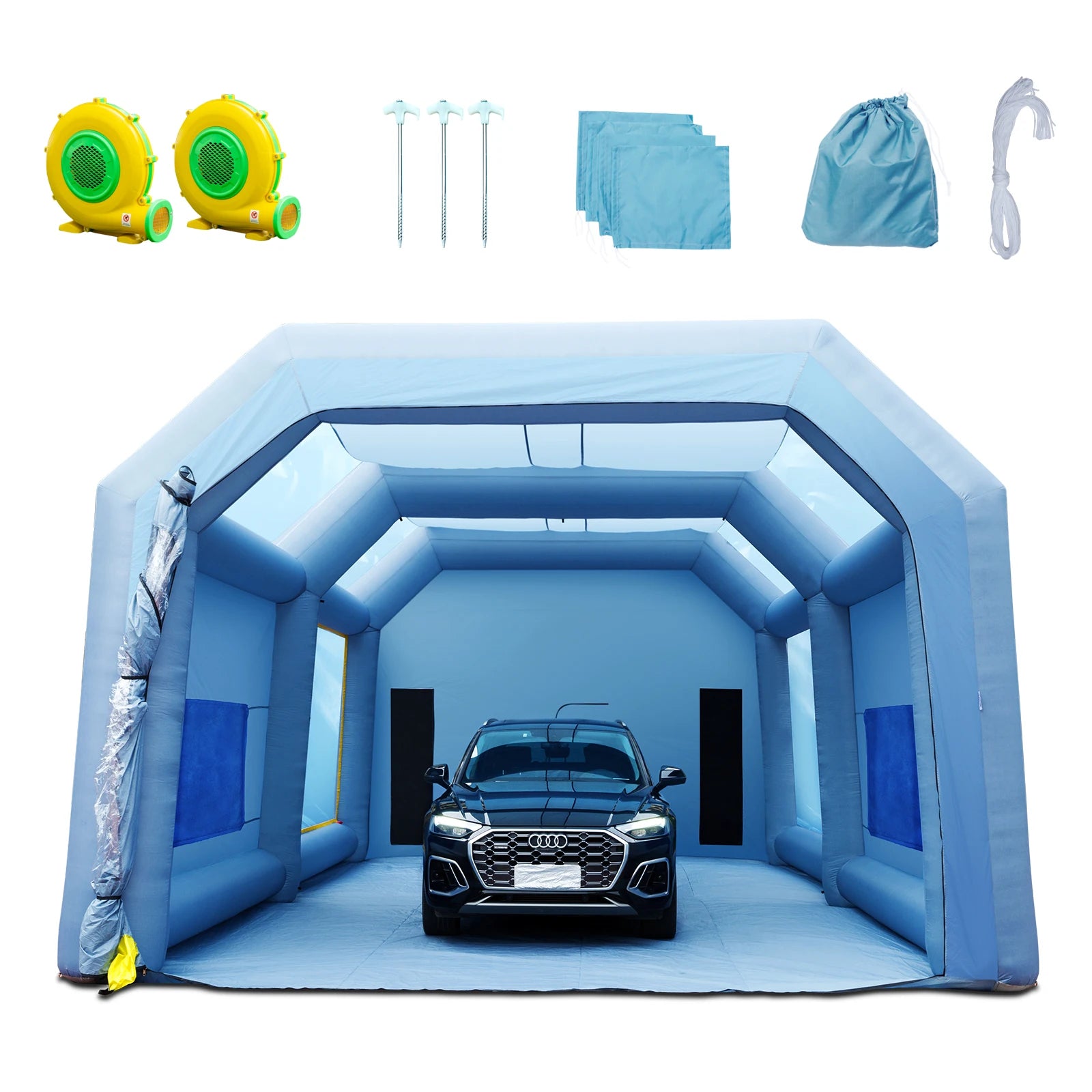cabina de pintura inflable con sopladores