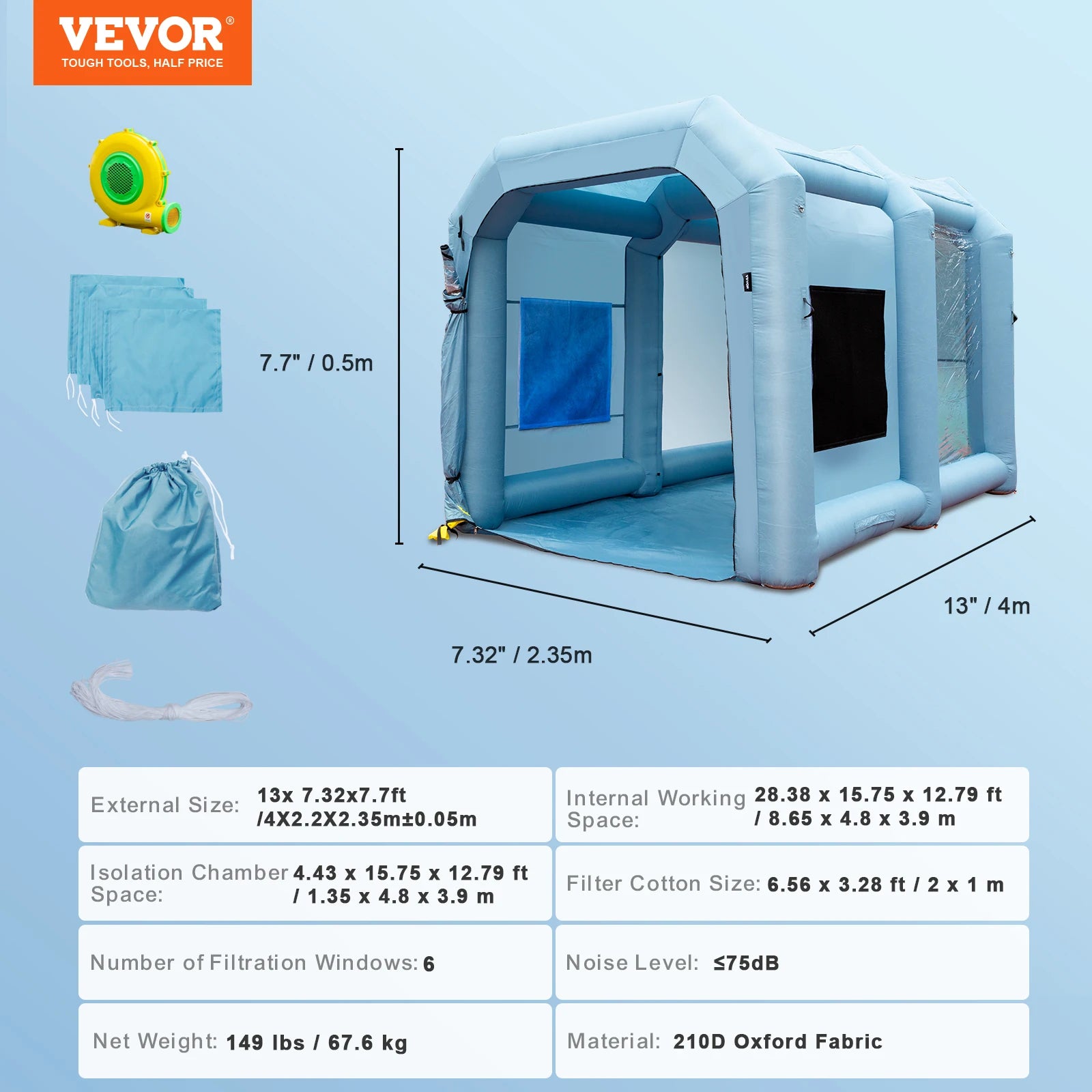 cabina de pintura inflable con sopladores