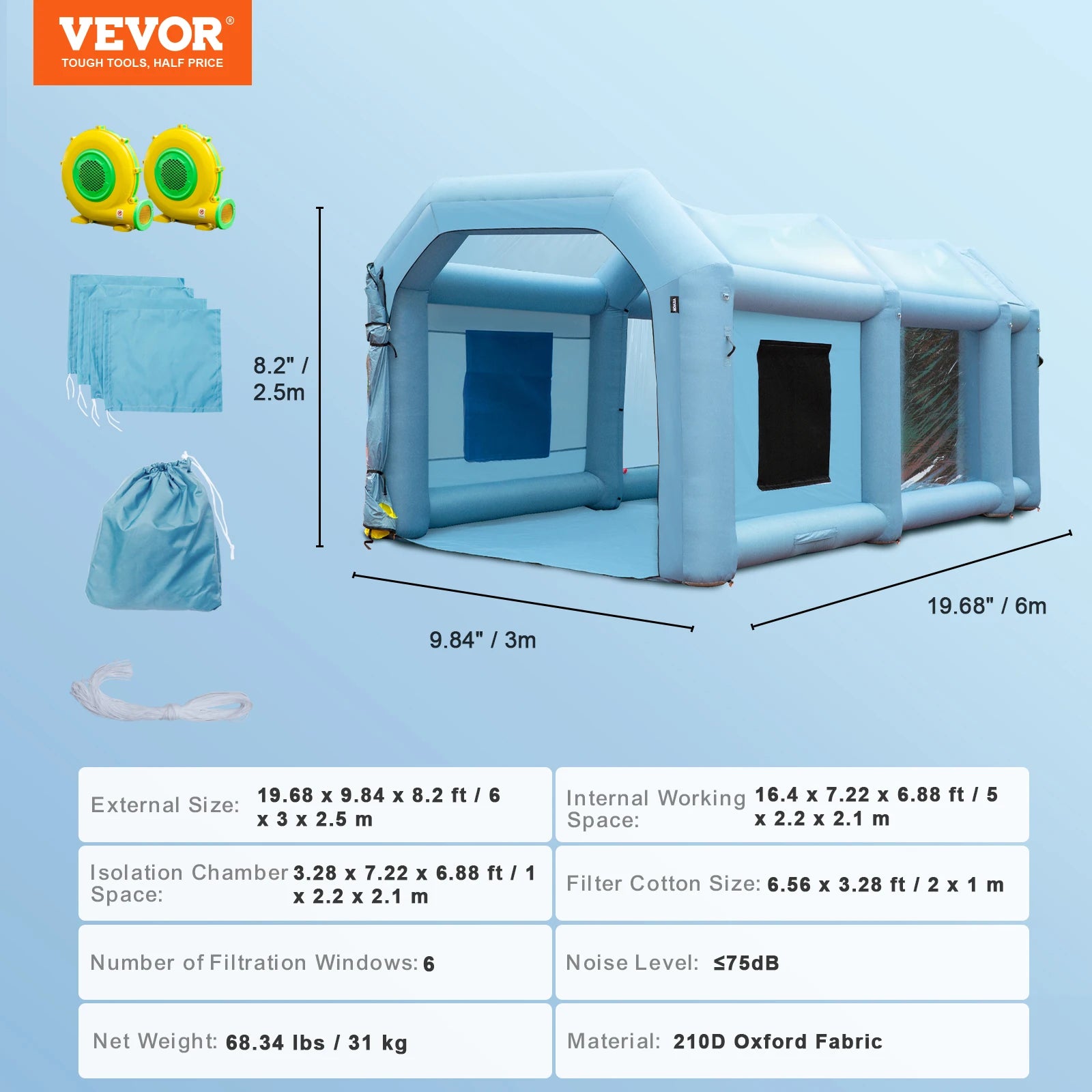 cabina de pintura inflable con sopladores