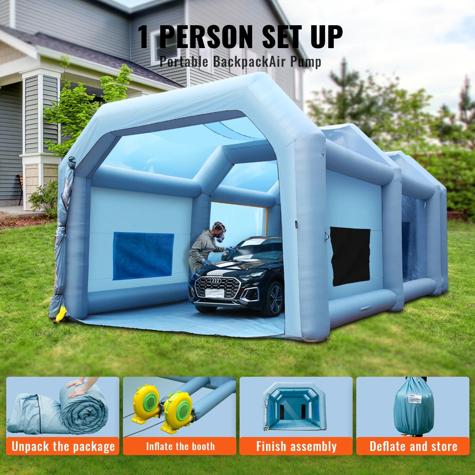 cabina de pintura inflable con sopladores