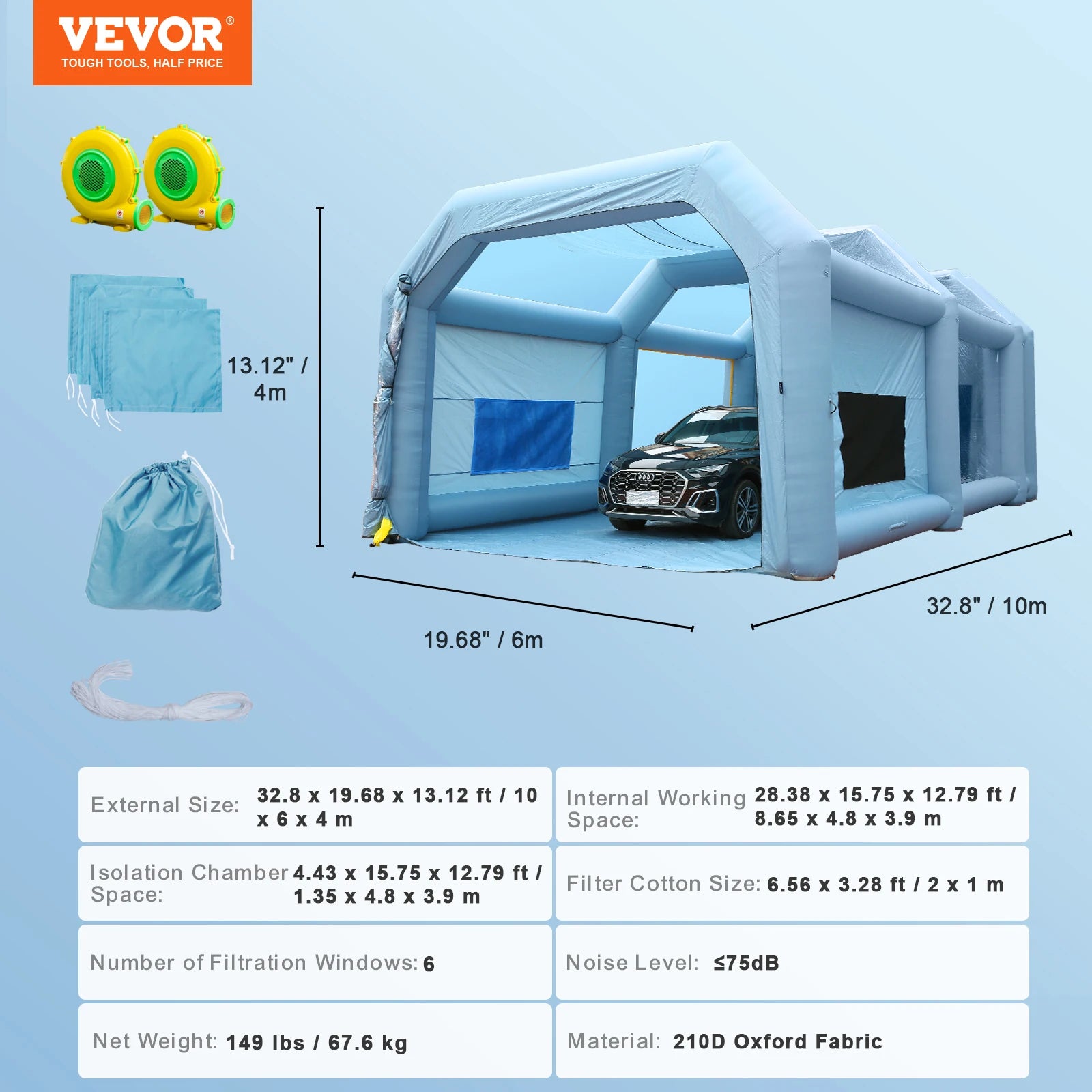 cabina de pintura inflable con sopladores