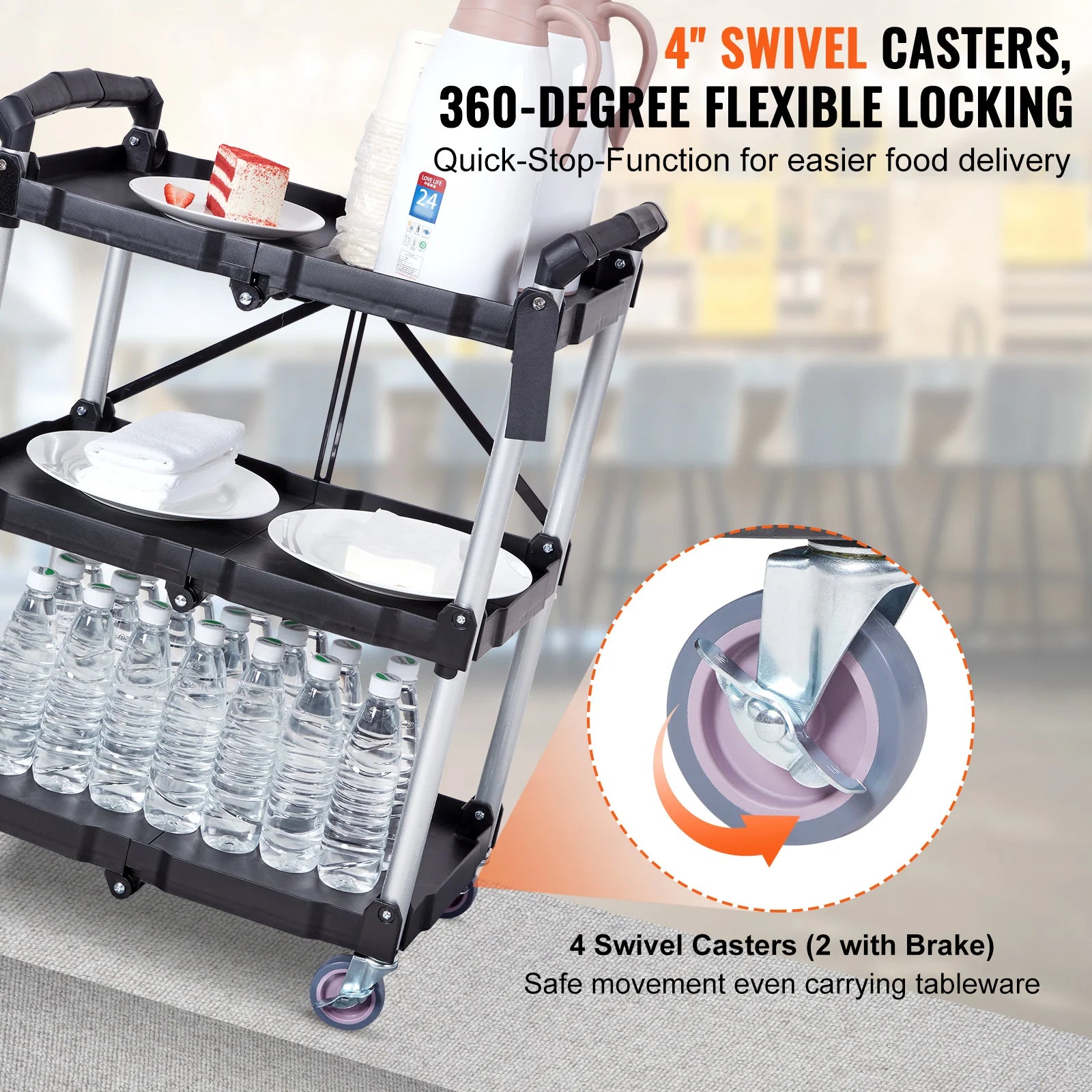 carrito de utilidad plegable de 3 niveles