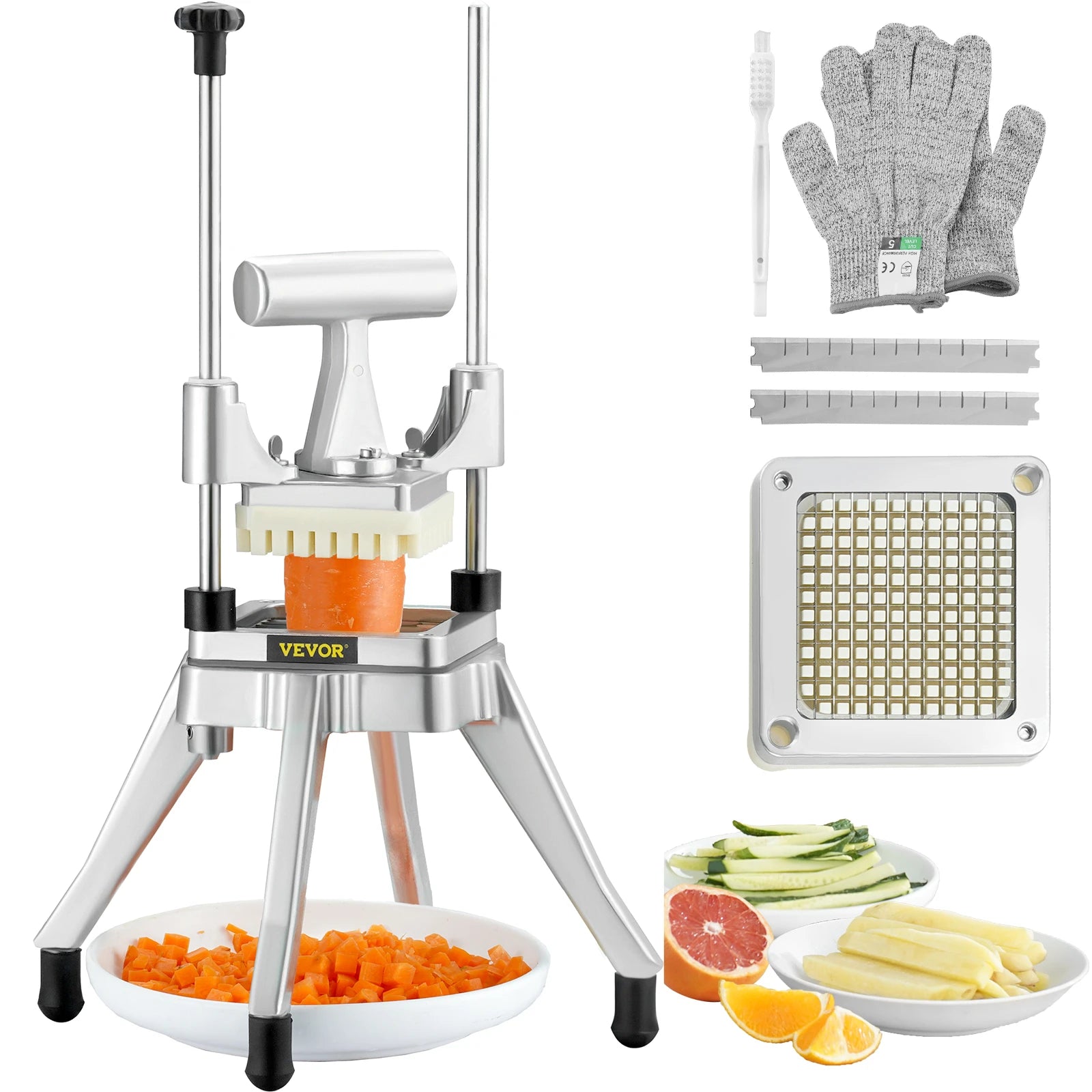 -picadora comercial de frutas y verduras con hoja de 1/4