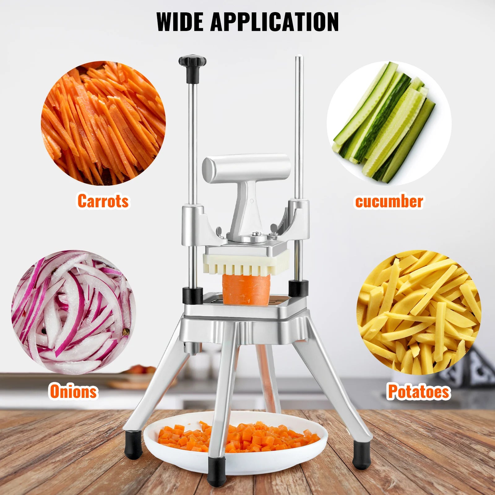 -picadora comercial de frutas y verduras con hoja de 1/4