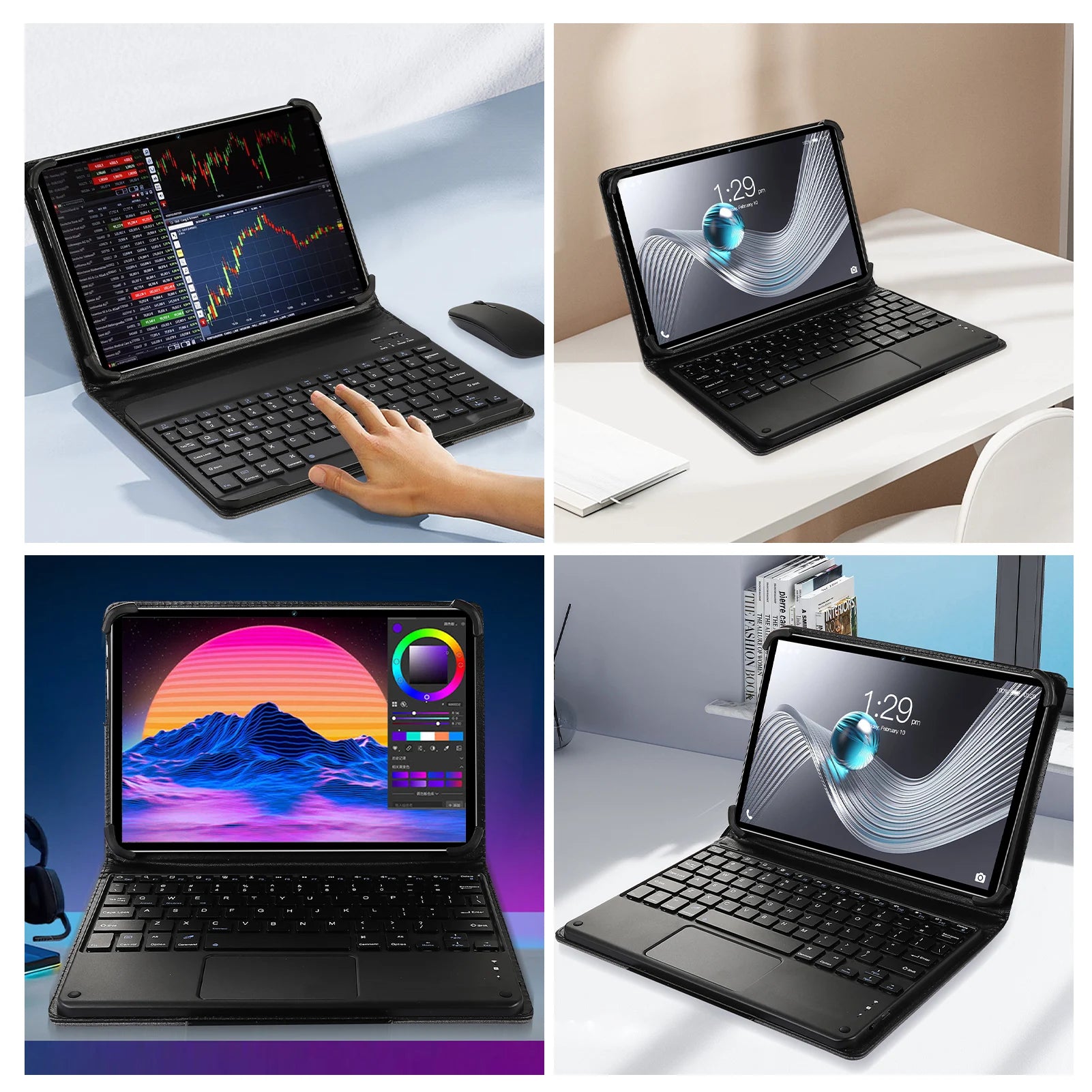 Tableta 2 en 1 de 10,1 pulgadas para Android 12, con teclado, CPU de 8 núcleos, 8GB, 256GB, 5G,