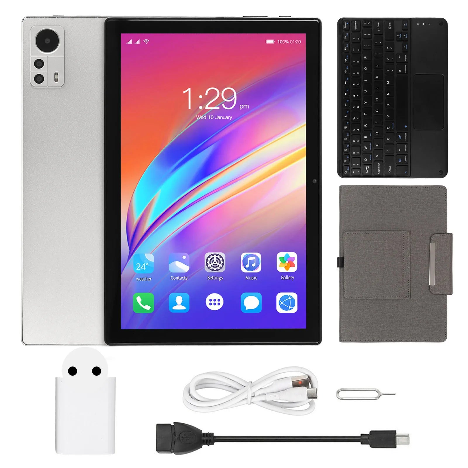 Tableta 2 en 1 de 10,1 pulgadas para Android 12, con teclado, CPU de 8 núcleos, 8GB, 256GB, 5G,