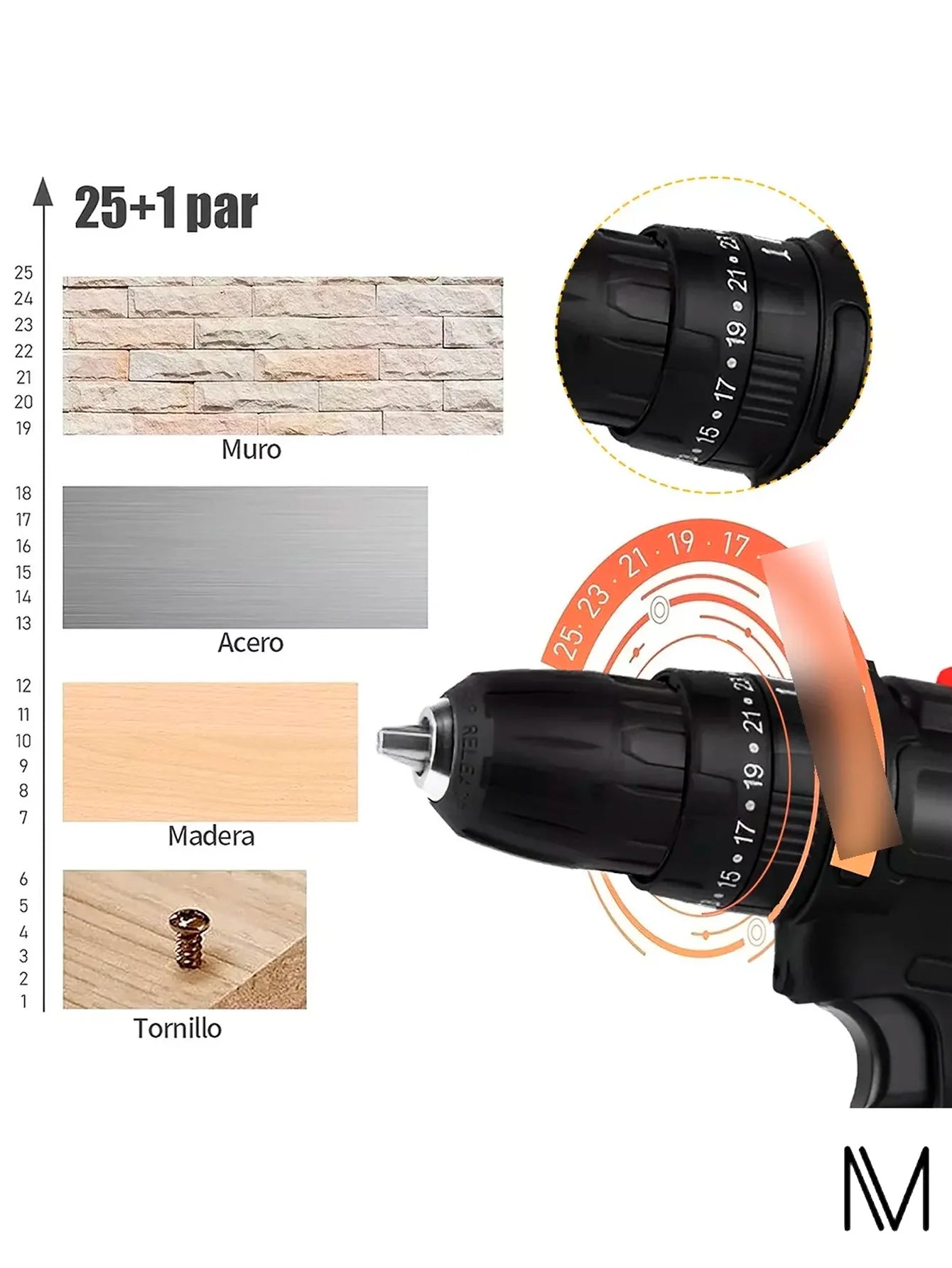 Taladro Eléctrico Inalámbrico De Mano Con 2 Baterías De 48v