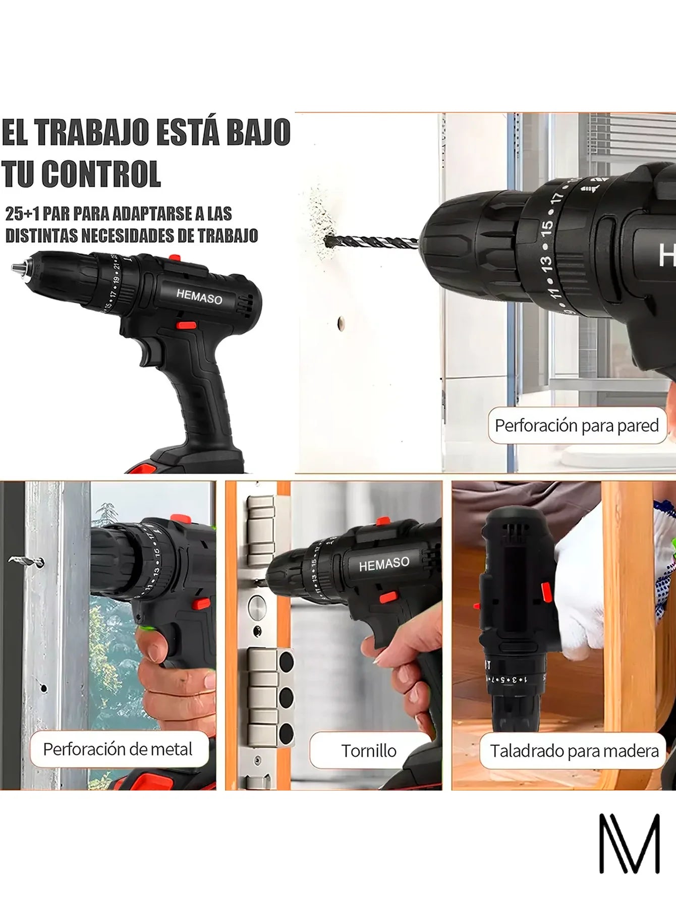 Taladro Eléctrico Inalámbrico De Mano Con 2 Baterías De 48v