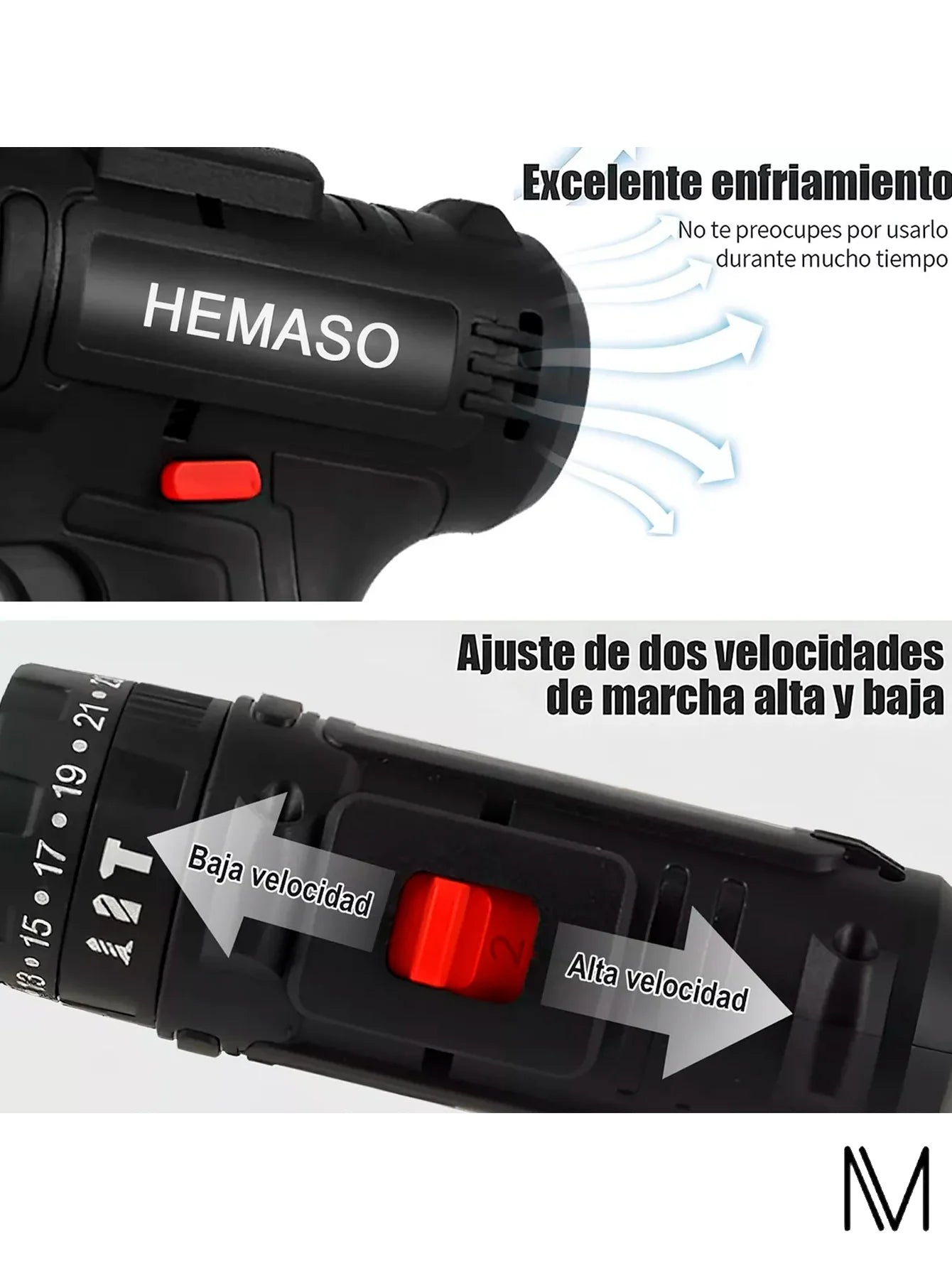 Taladro Eléctrico Inalámbrico De Mano Con 2 Baterías De 48v