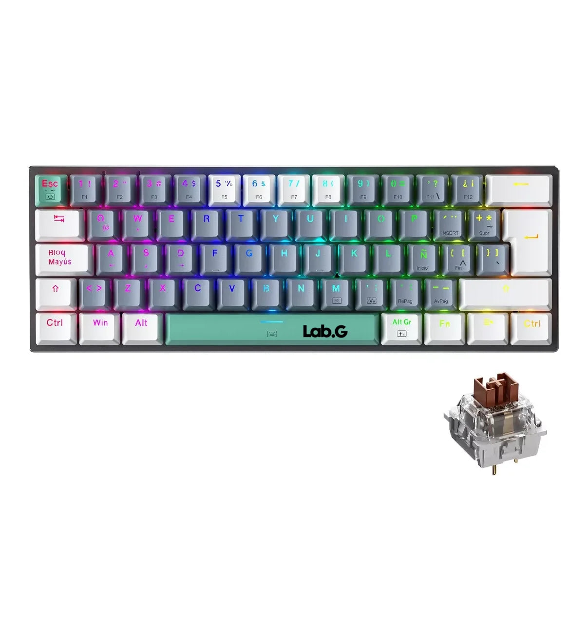 Teclado Mecánico 60% Gamer Español Rgb Pc Lab.G