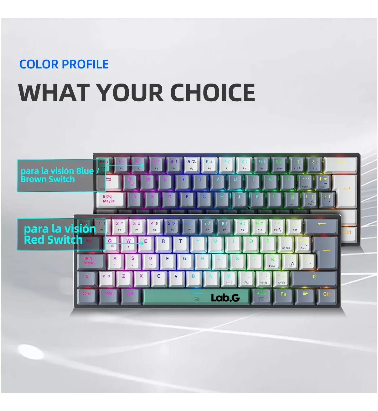 Teclado Mecánico 60% Gamer Español Rgb Pc Lab.G