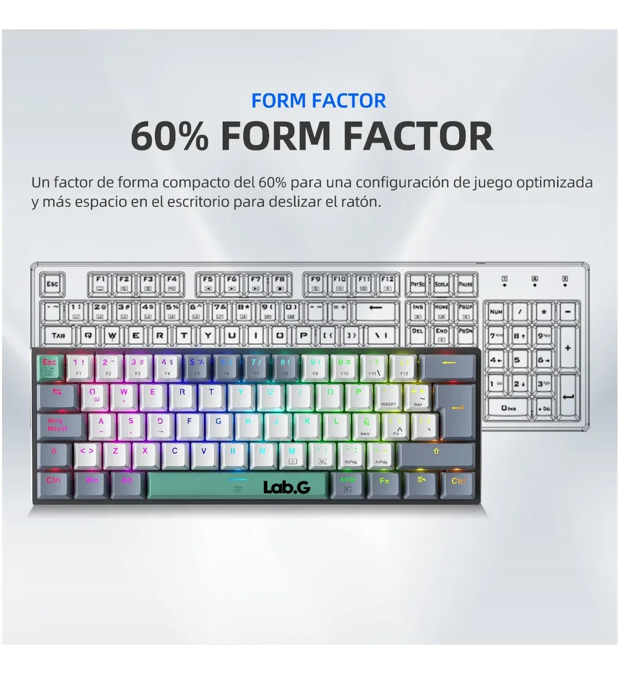Teclado Mecánico 60% Gamer Español Rgb Pc Lab.G