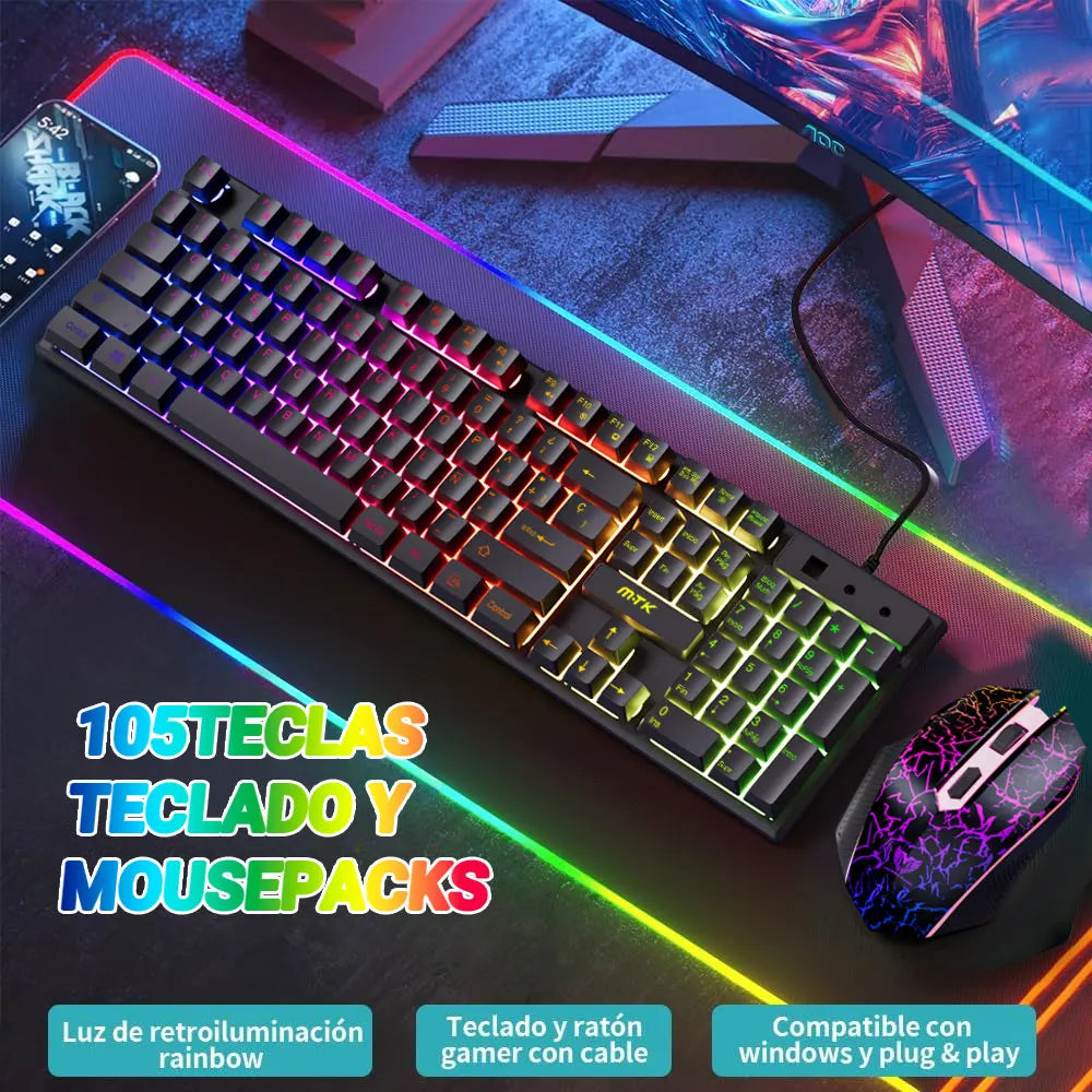 Teclado mecanico,Kit Teclado Y Mousratón