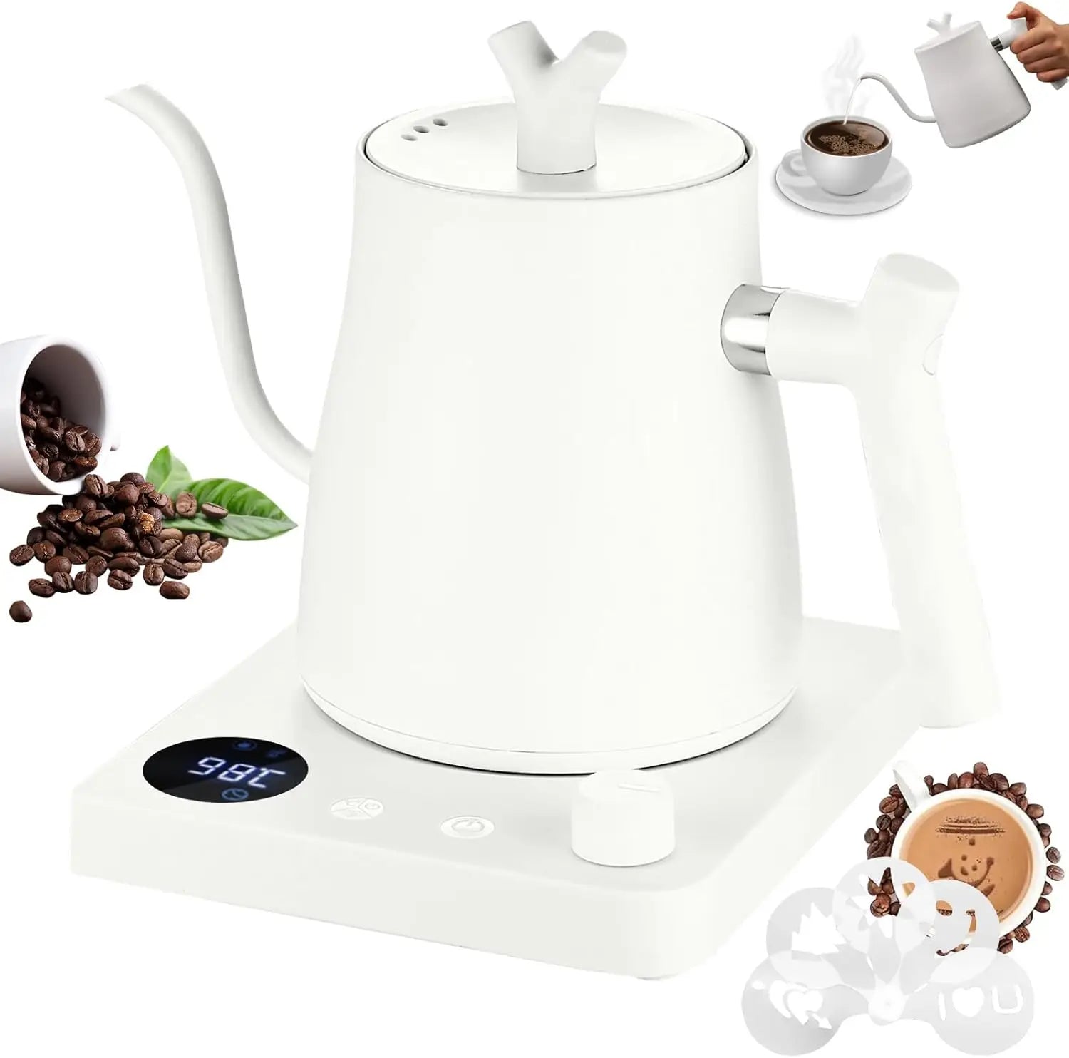 Tetera Eléctrica Cuello de Cisne 1L Acero Inoxidable 800W