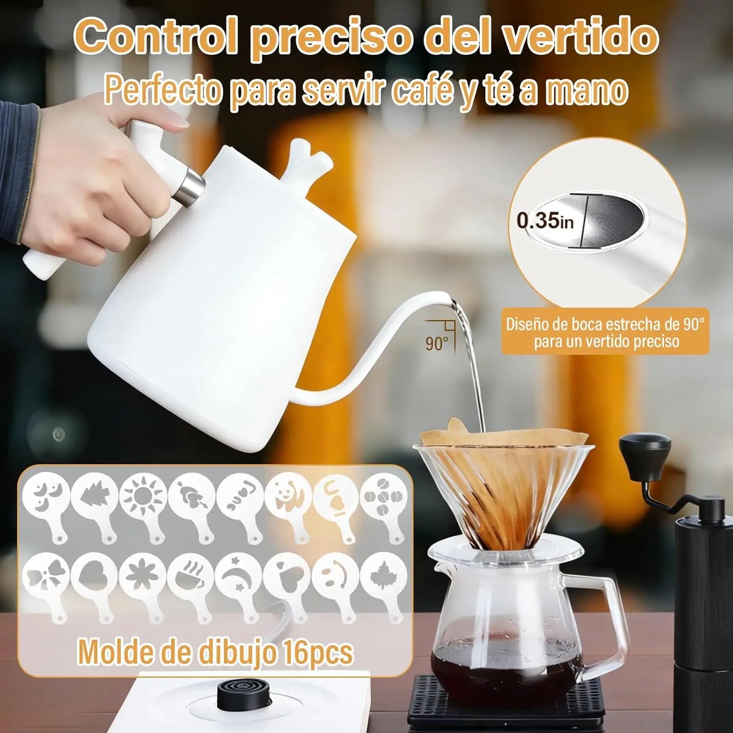 Tetera Eléctrica Cuello de Cisne 1L Acero Inoxidable 800W