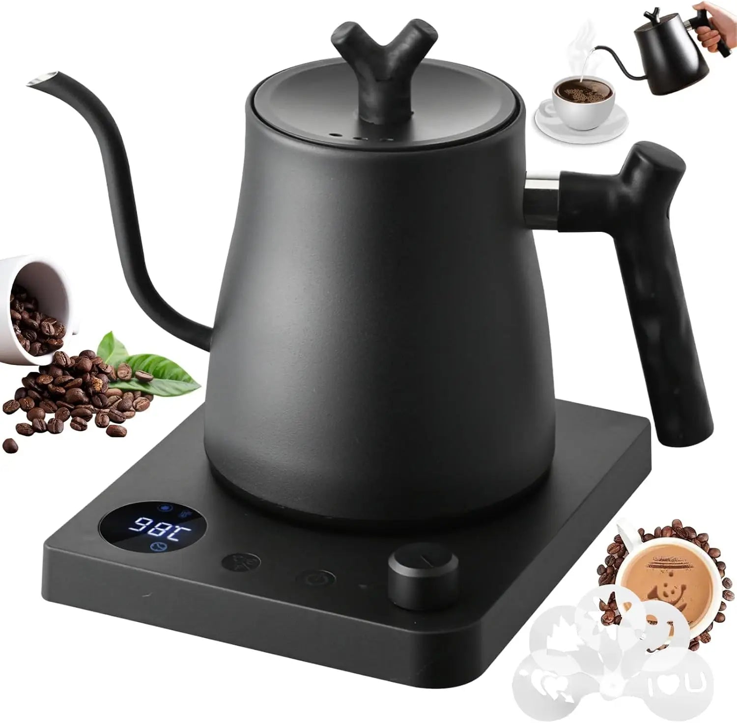 Tetera Eléctrica Cuello de Cisne 1L Acero Inoxidable 800W