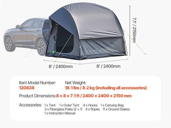 Tienda SUV para acampar