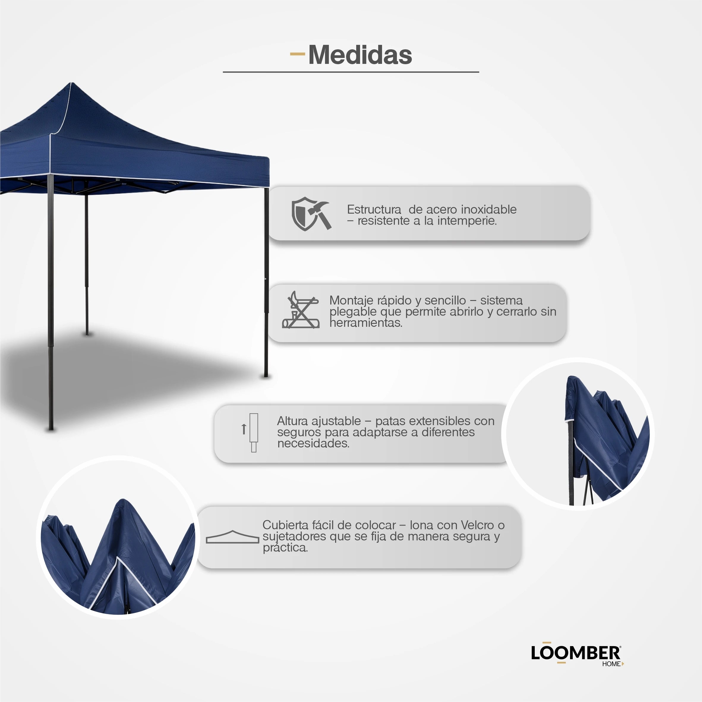Toldo Plegable Azul 3x3 Metros