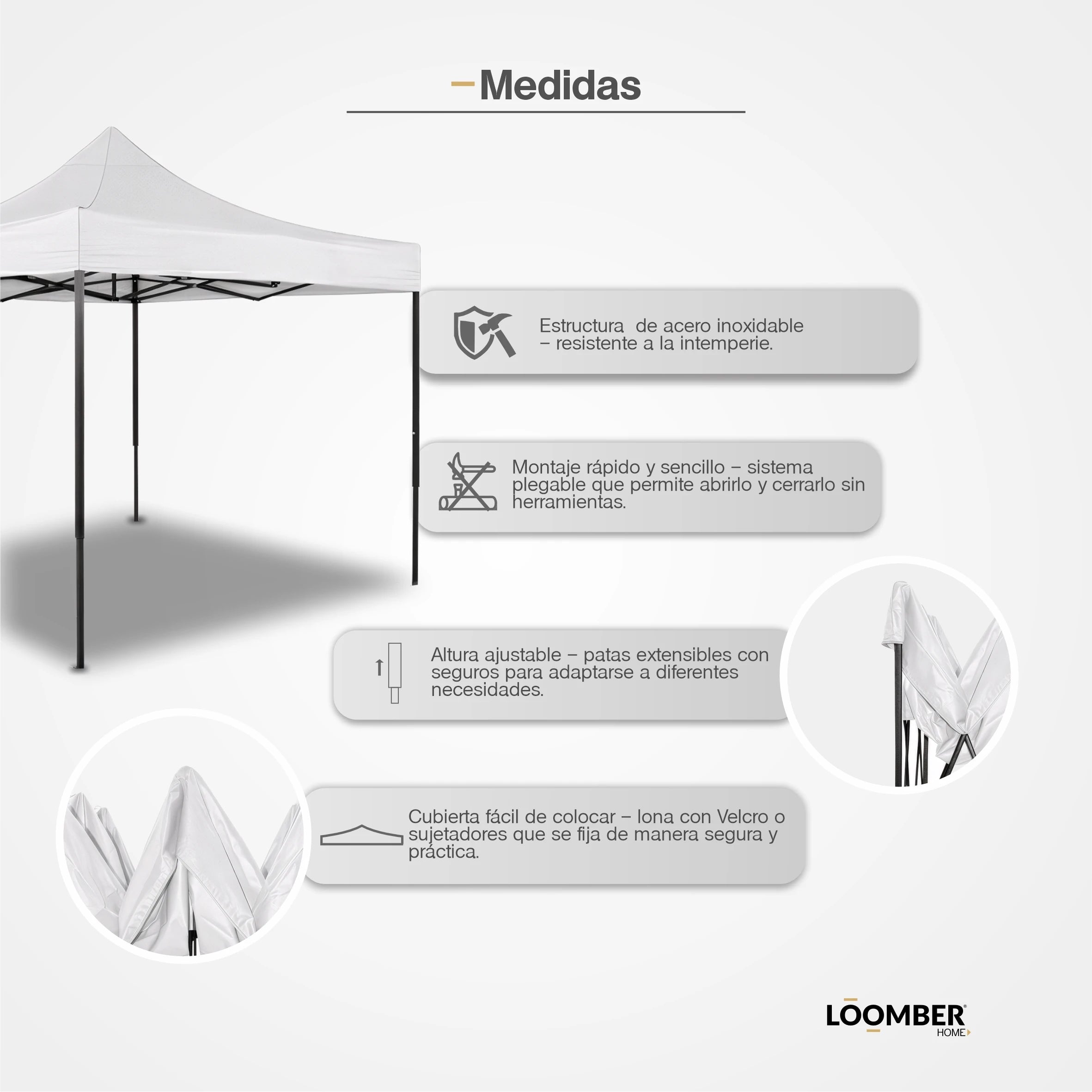 Toldo Plegable Blanco 3x3 Metros