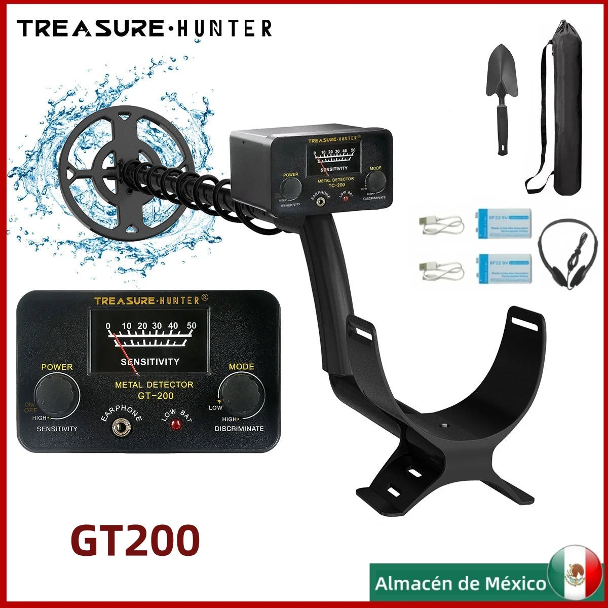 Detector de Metales resistente al agua, puntero GT200