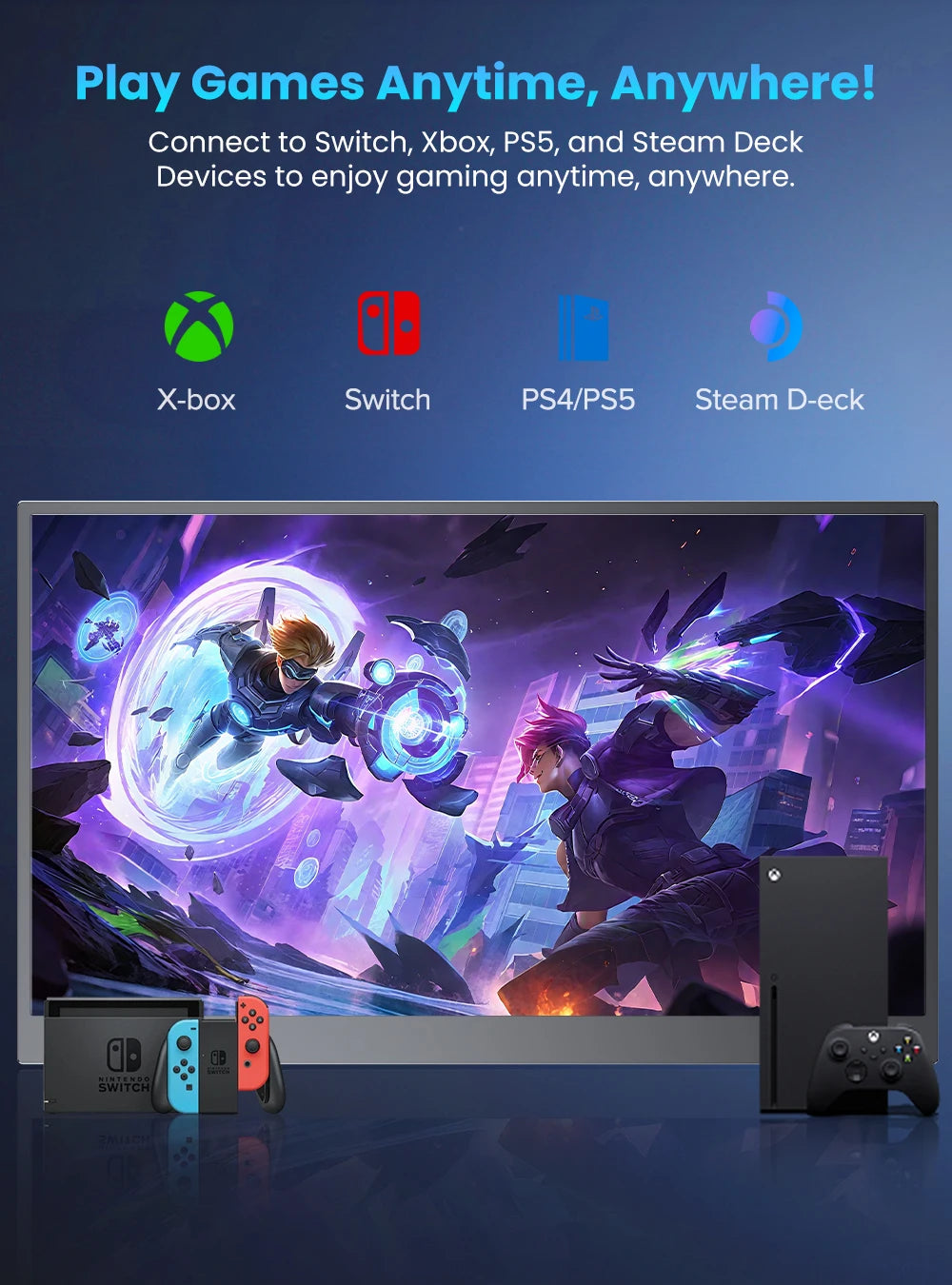 Monitor de juegos portátil 2560*1440 2K 16:9 HDMI USB C 100% sRGB pantalla Freesync para juegos