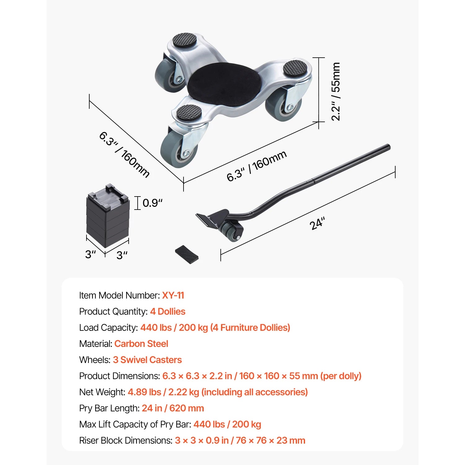 Plataforma Rodante para Muebles Carga de 200 kg,