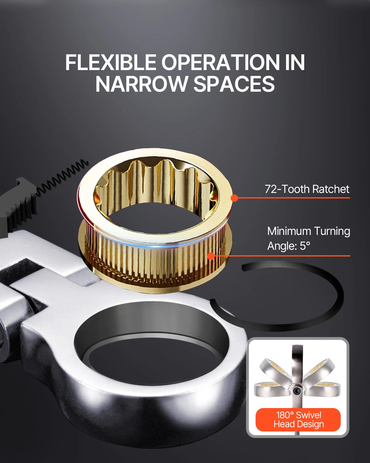 Juego de Llaves de Trinquete de Cabeza Flexible
