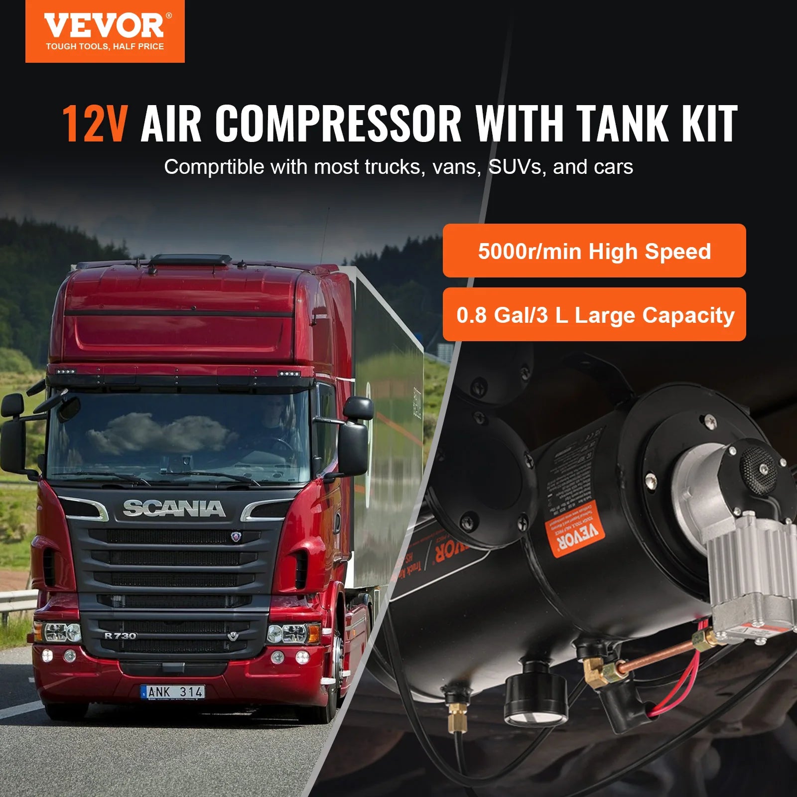 VEVOR Compresor de Aire para Kit de Bocina