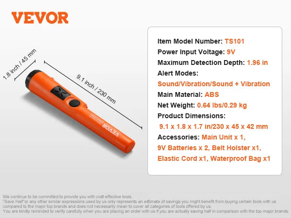 VEVOR Detector de Metales con Puntero Portátil
