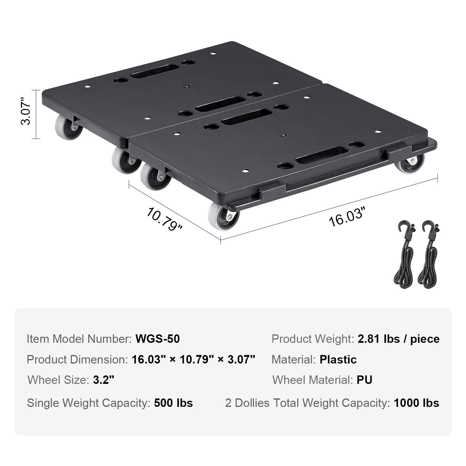 Furniture Dolly, 500 libras de capacidad cada unidad