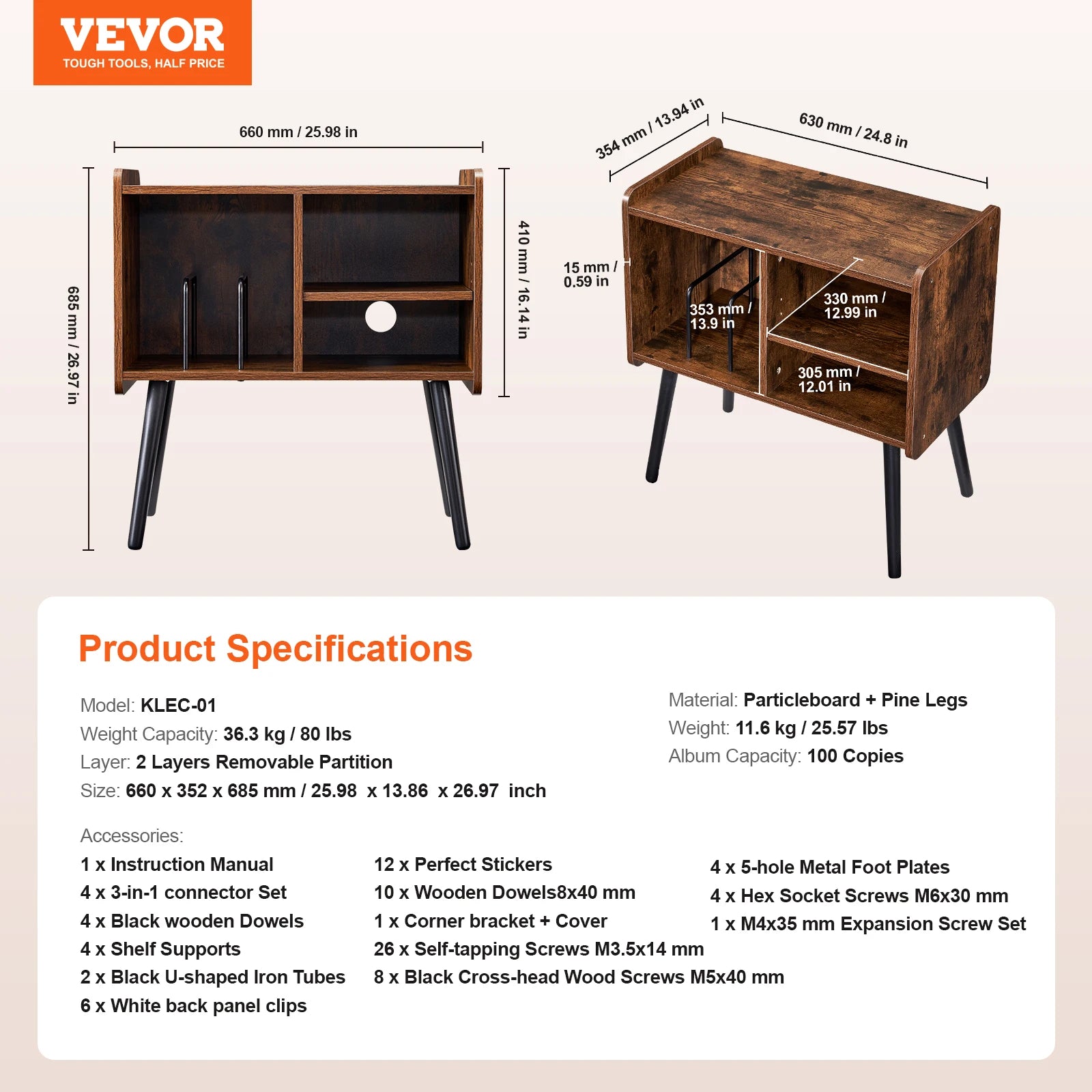 Gabinete Tocadiscos de 2 Niveles