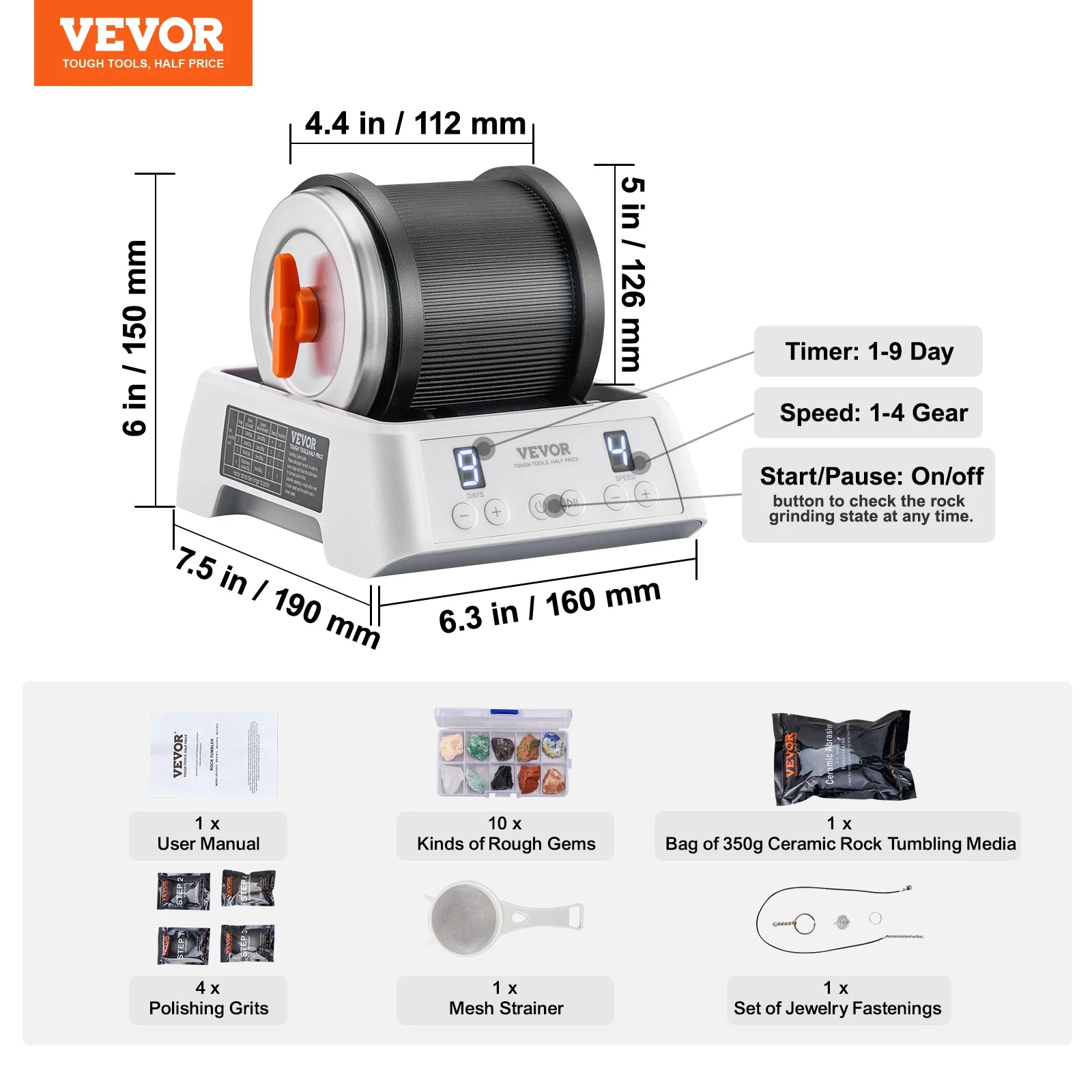 VEVOR-Kit de amoladora de roca profesional