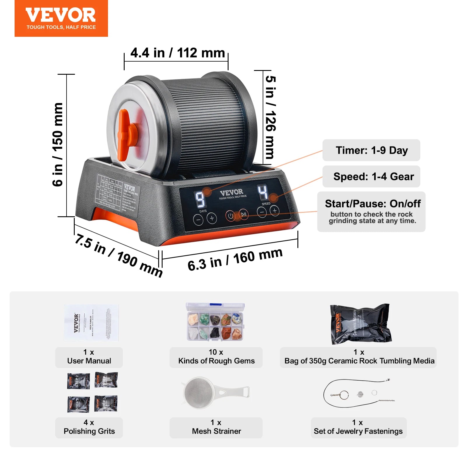 VEVOR-Kit de amoladora de roca profesional