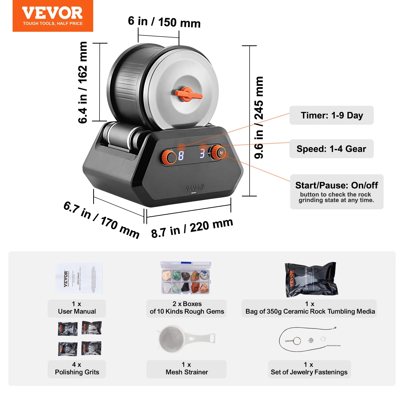 VEVOR-Kit de amoladora de roca profesional