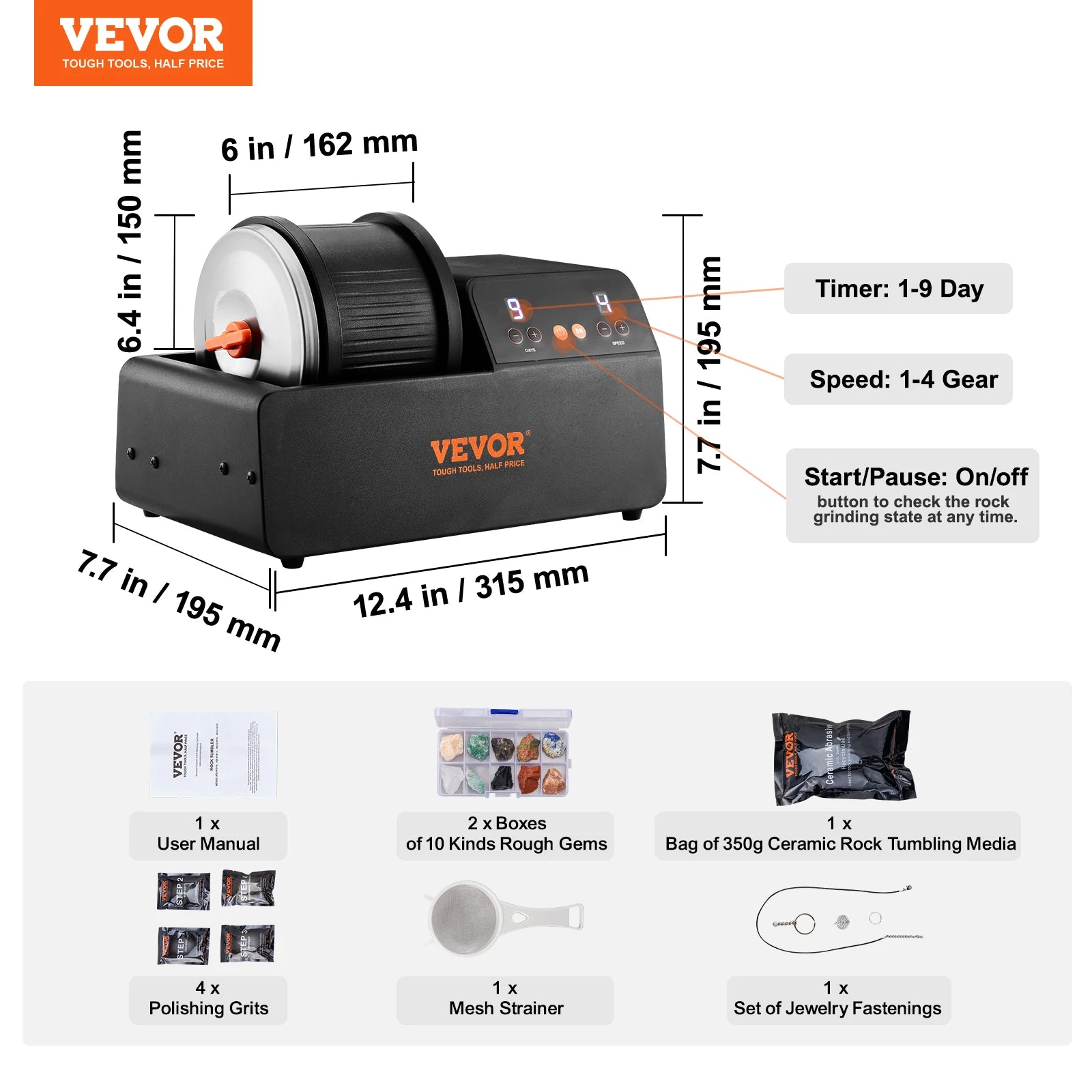 VEVOR-Kit de amoladora de roca profesional