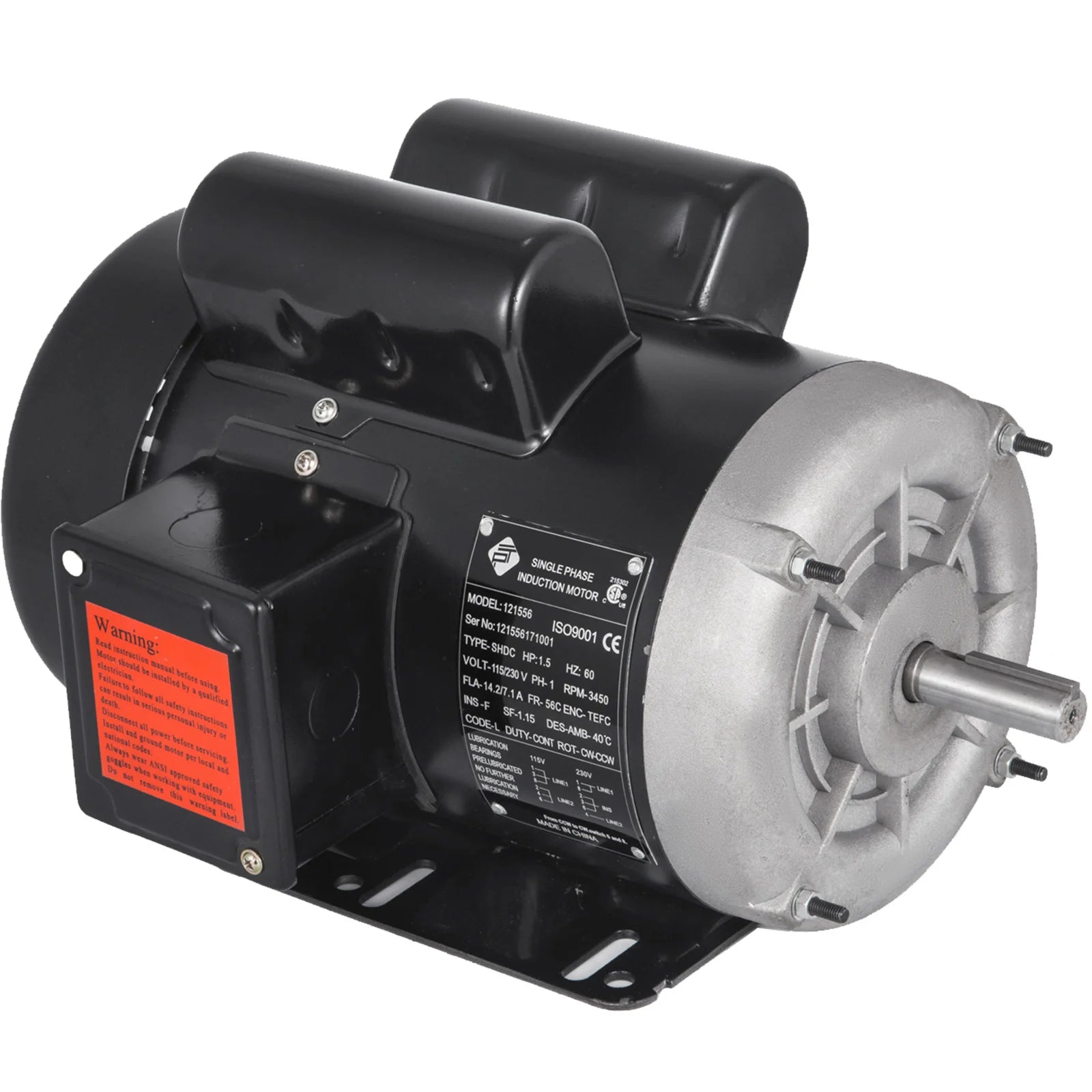 VEVOR-Motor eléctrico monofásico de 1,5 HP, 2 polos