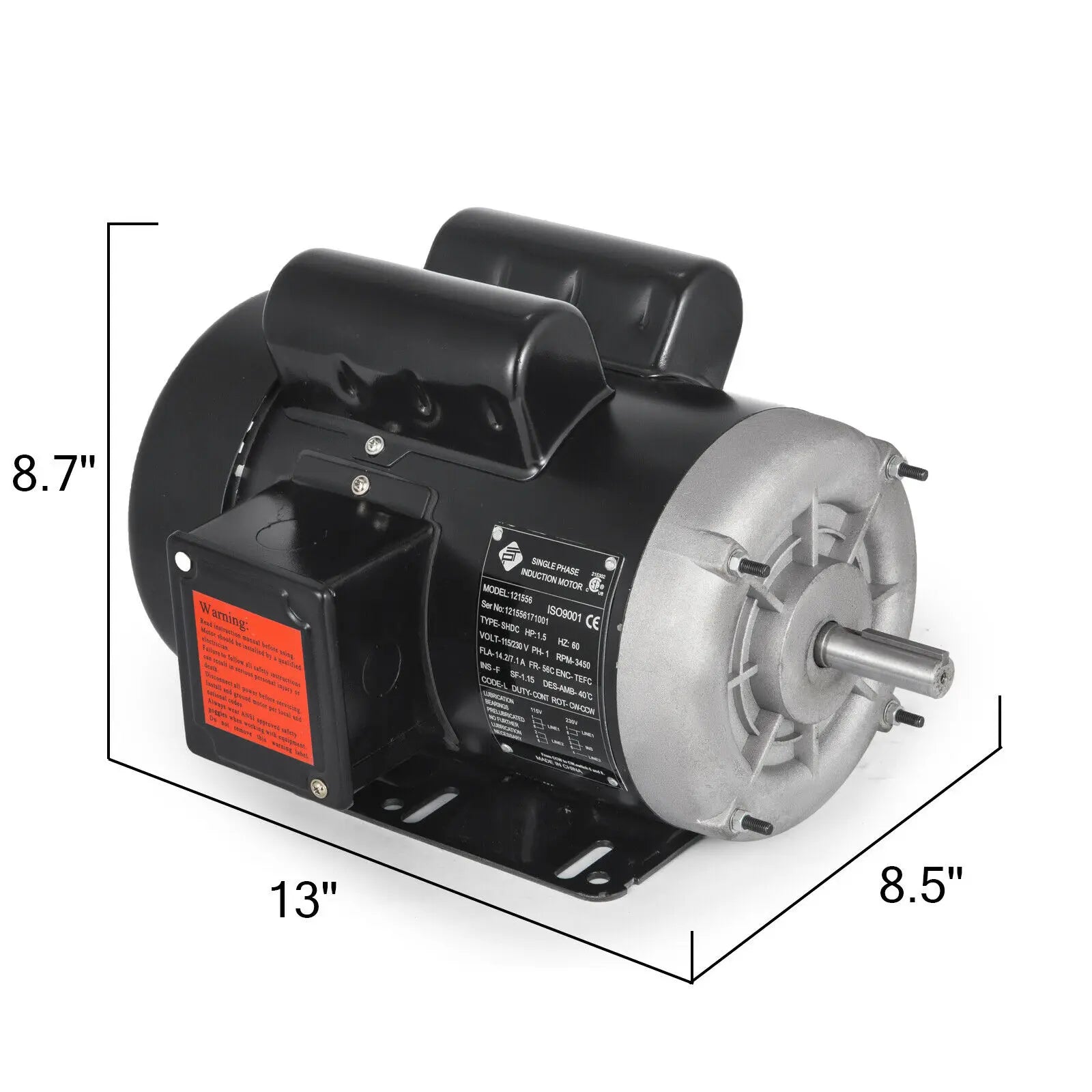 VEVOR-Motor eléctrico monofásico de 1,5 HP, 2 polos